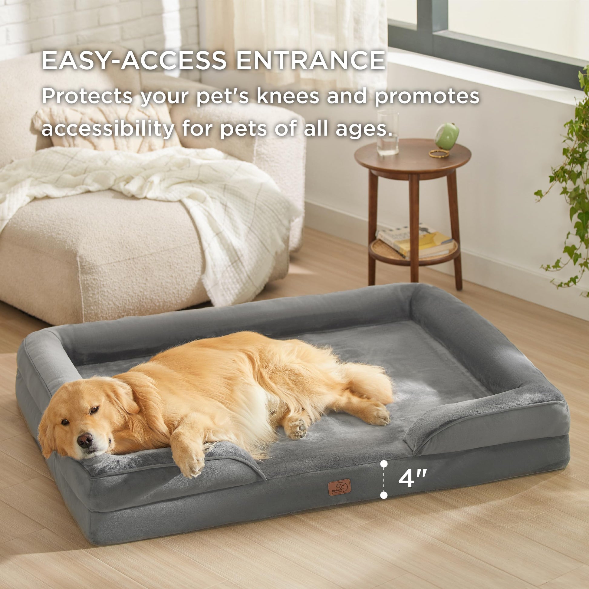 Bedsure Orthopedic Dog Bed for Extra Large Dogs - XL Plus Waterproof Dog Sofa Beds, Supportive Foam Pet Couch Bed with Removable Washable Cover, Waterproof Lining and Nonskid Bottom, Grey-UPStoxs