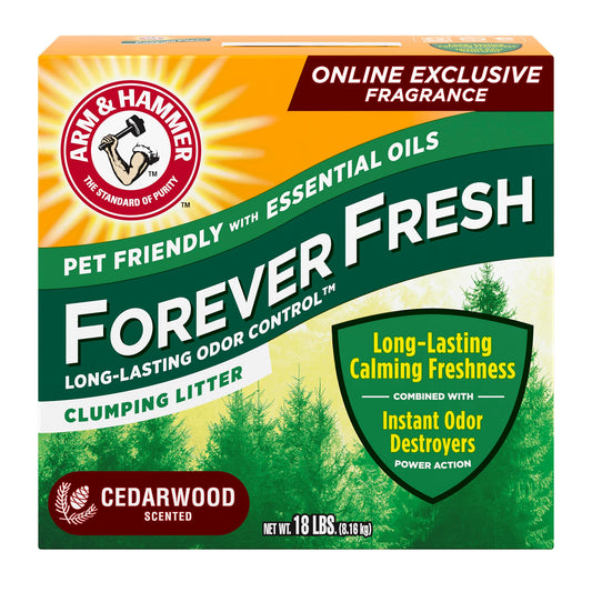 Arm & Hammer Forever Fresh Clumping Cat Litter Cedarwood, MultiCat 18lb, Pet Friendly with Essential Oils, (Pack of 1)-UPStoxs