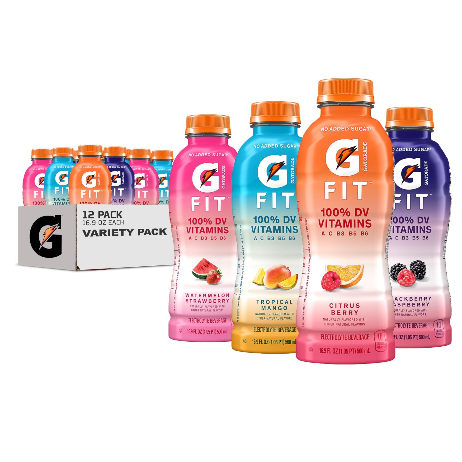 Gatorade Fit Electrolyte Beverage, Healthy Real Hydration, New 2.0 4 Flavor Variety Pack, 16.9.oz Bottles (12 Pack)-UPStoxs