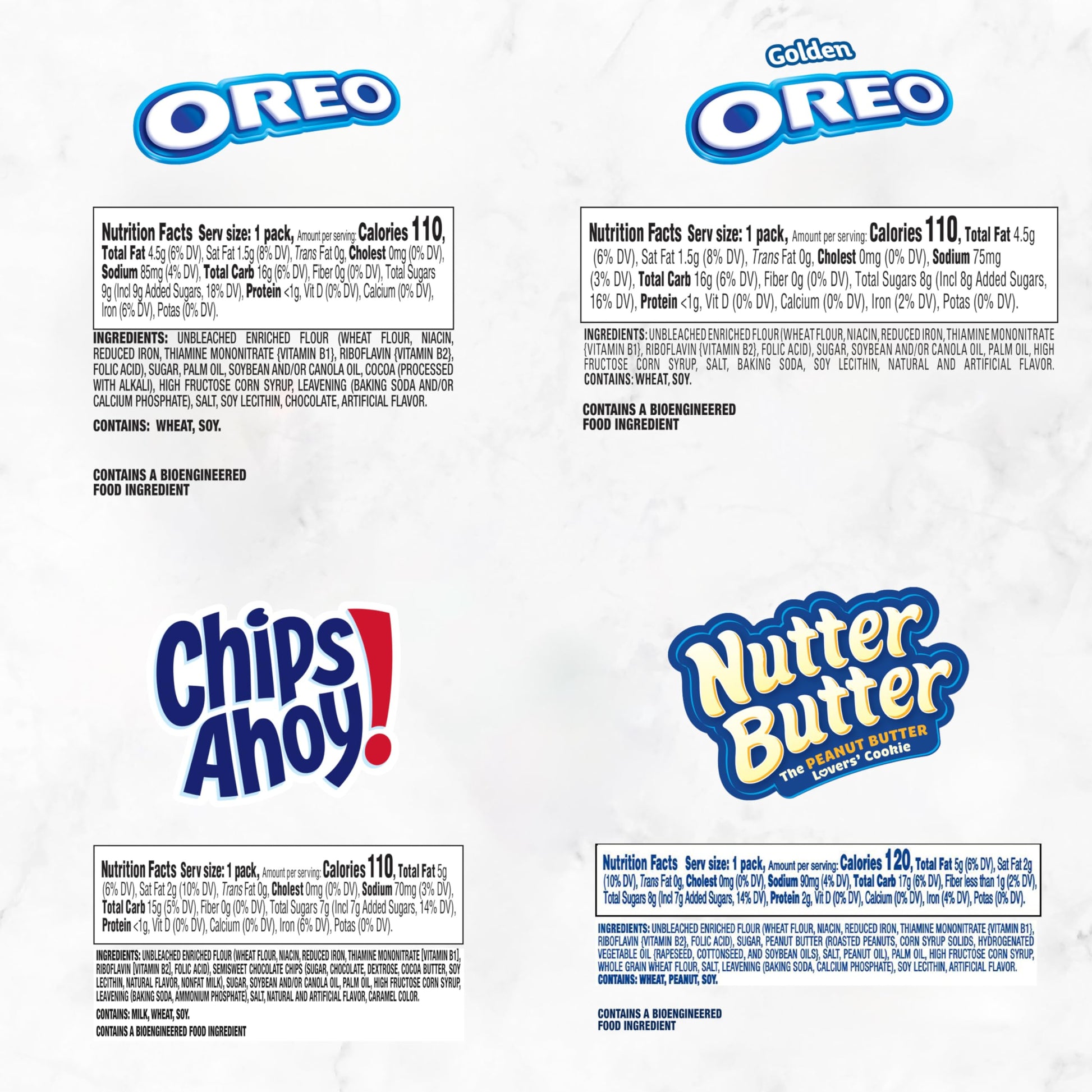 OREO Original, OREO Golden, CHIPS AHOY! & Nutter Butter Cookie Snacks Variety Pack, 56 Snack Packs (2 Cookies Per Pack)-UPStoxs