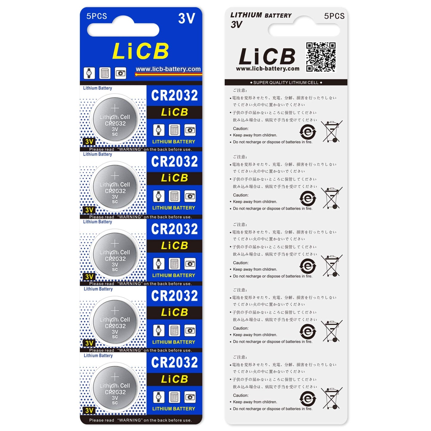 LiCB CR2032 3V Lithium Battery(10-Pack)-UPStoxs