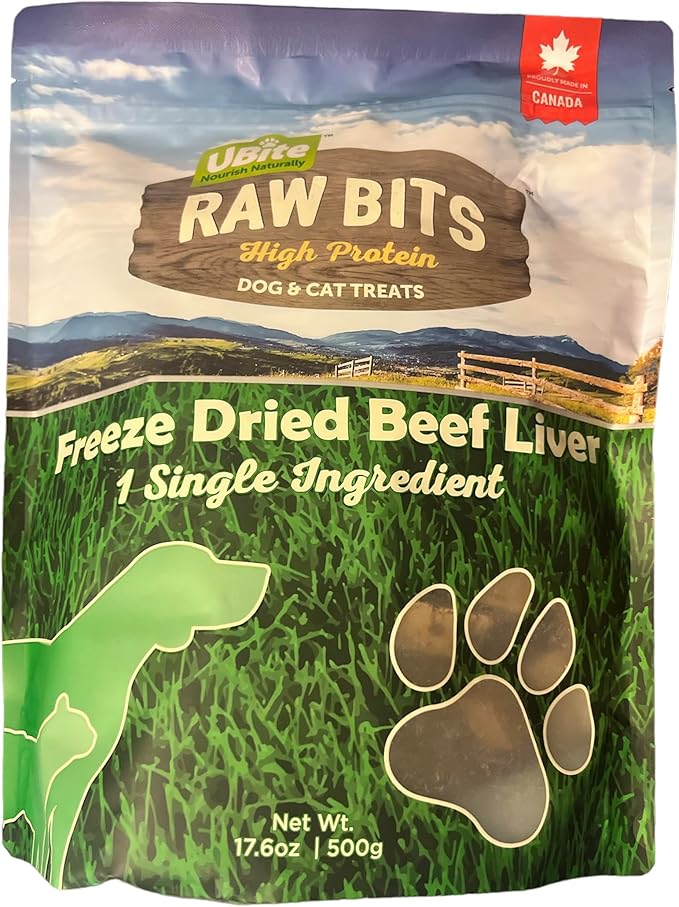 UBite Raw Bits Freeze-Dried Beef Liver Dog + Cat Treats, 17 oz.