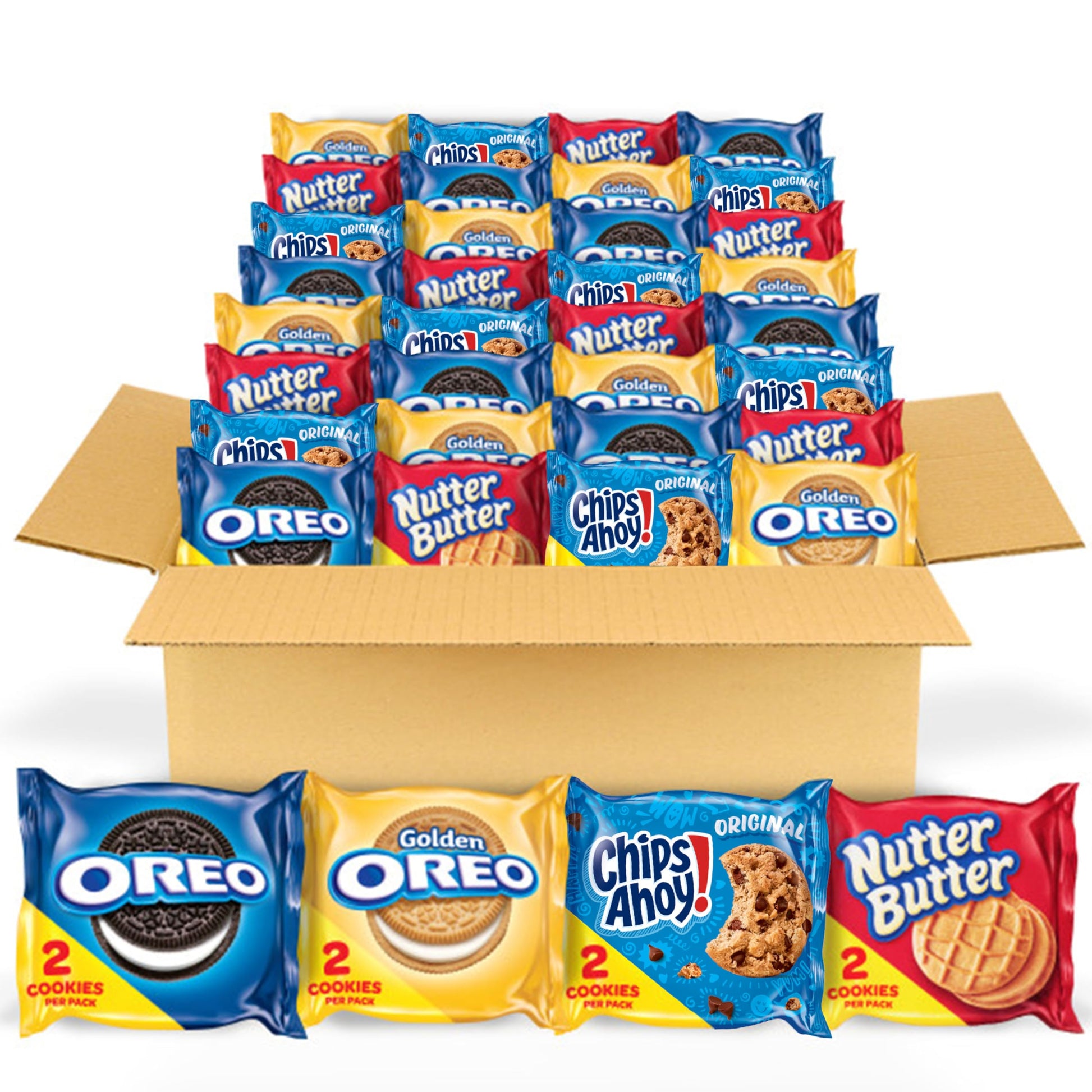 OREO Original, OREO Golden, CHIPS AHOY! & Nutter Butter Cookie Snacks Variety Pack, 56 Snack Packs (2 Cookies Per Pack)-UPStoxs