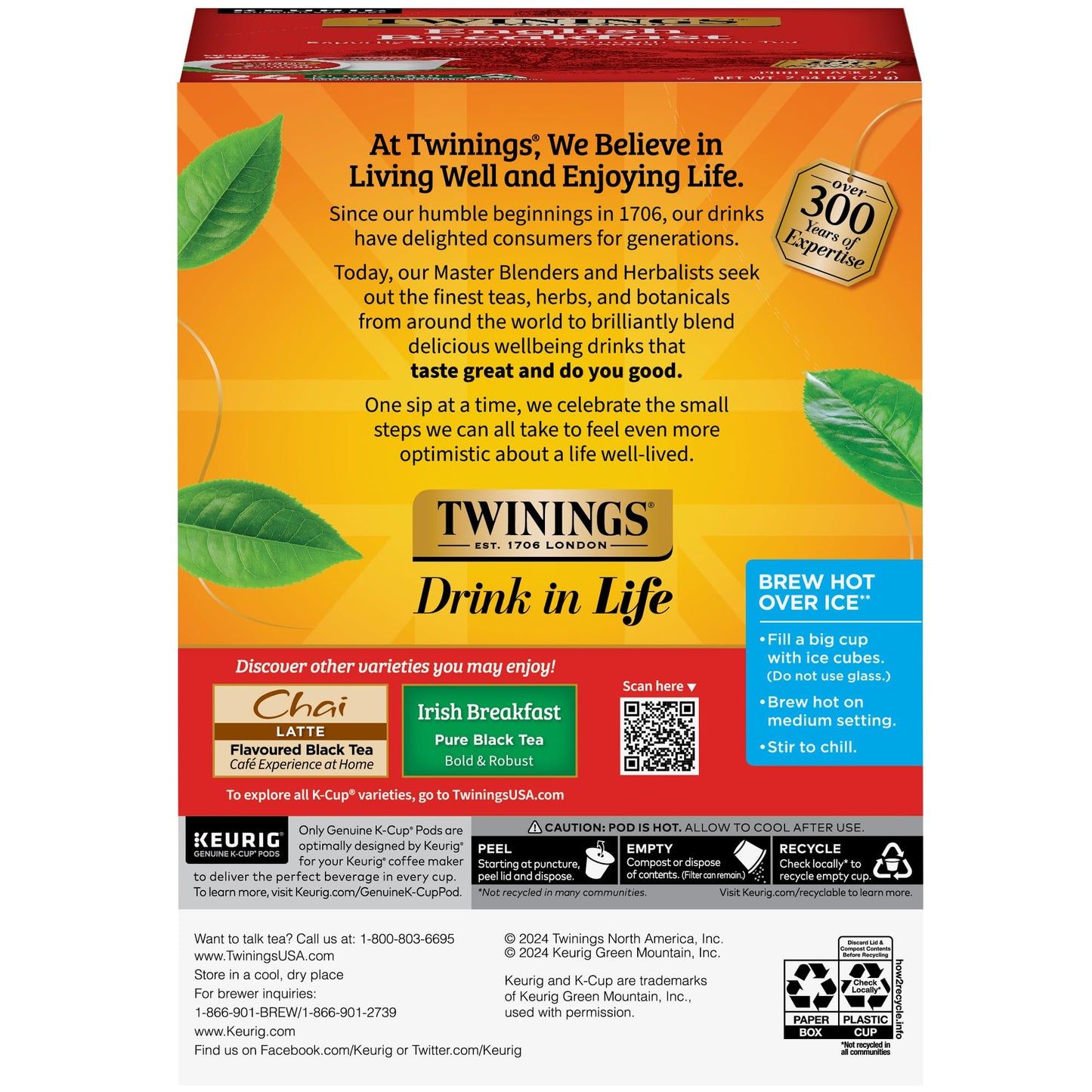 Twinings English Breakfast Black Tea K-Cup Pods for Keurig, 24 Count (Pack of 1), Smooth, Flavourful, Robust, Caffeinated, Enjoy Hot or Iced | Packaging May Vary-UPStoxs