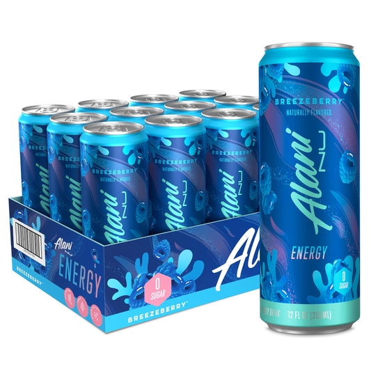 Alani Nu BREEZEBERRY Sugar Free, Low Calorie Energy Drinks | 200mg Caffeine | Pre Workout Performance with Antioxidants | Biotin B Vitamins | Zero Sugar | 10 Calories | 12 Fl Oz Cans (12 Pack)-UPStoxs