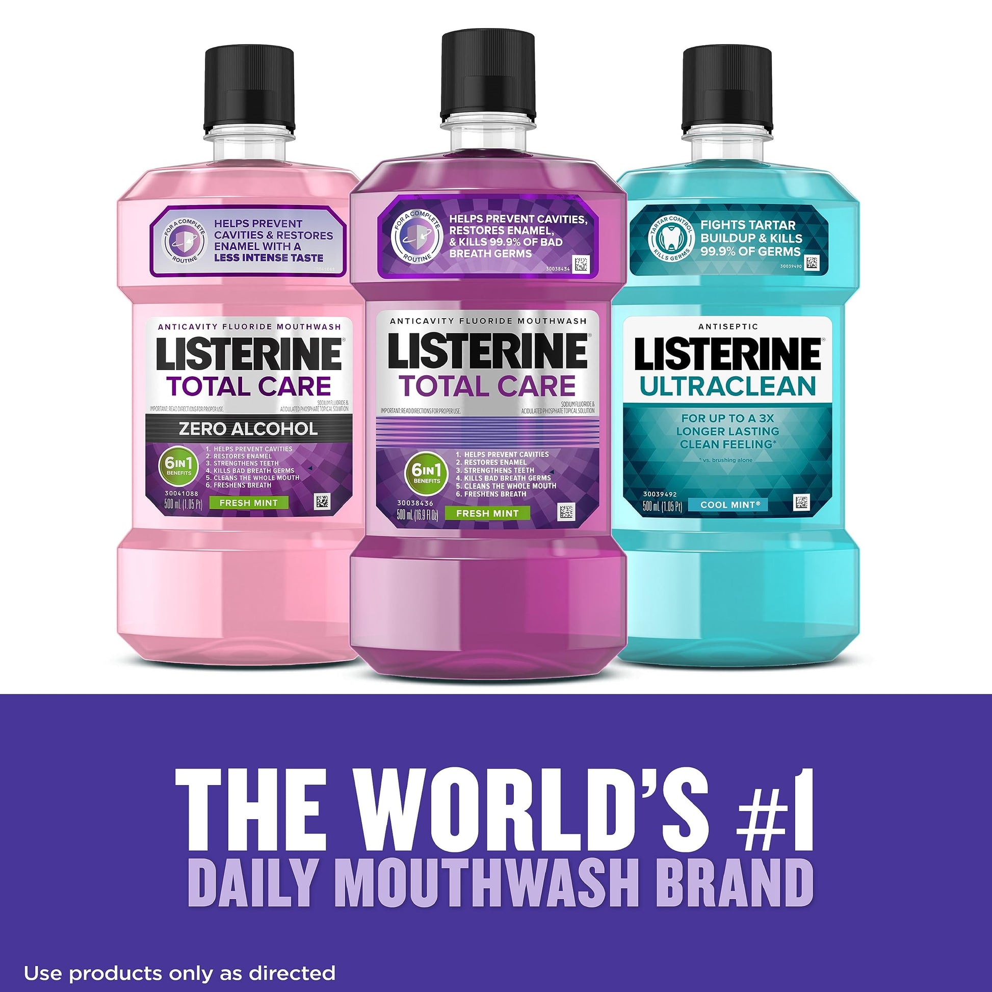 Listerine Total Care Anticavity Fluoride Mouthwash, 6 Benefits in 1 Oral Rinse Helps Kill 99% of Bad Breath Germs, Prevents Cavities, Strengthens Teeth, ADA-Accepted, Fresh Mint, 1 L-UPStoxs