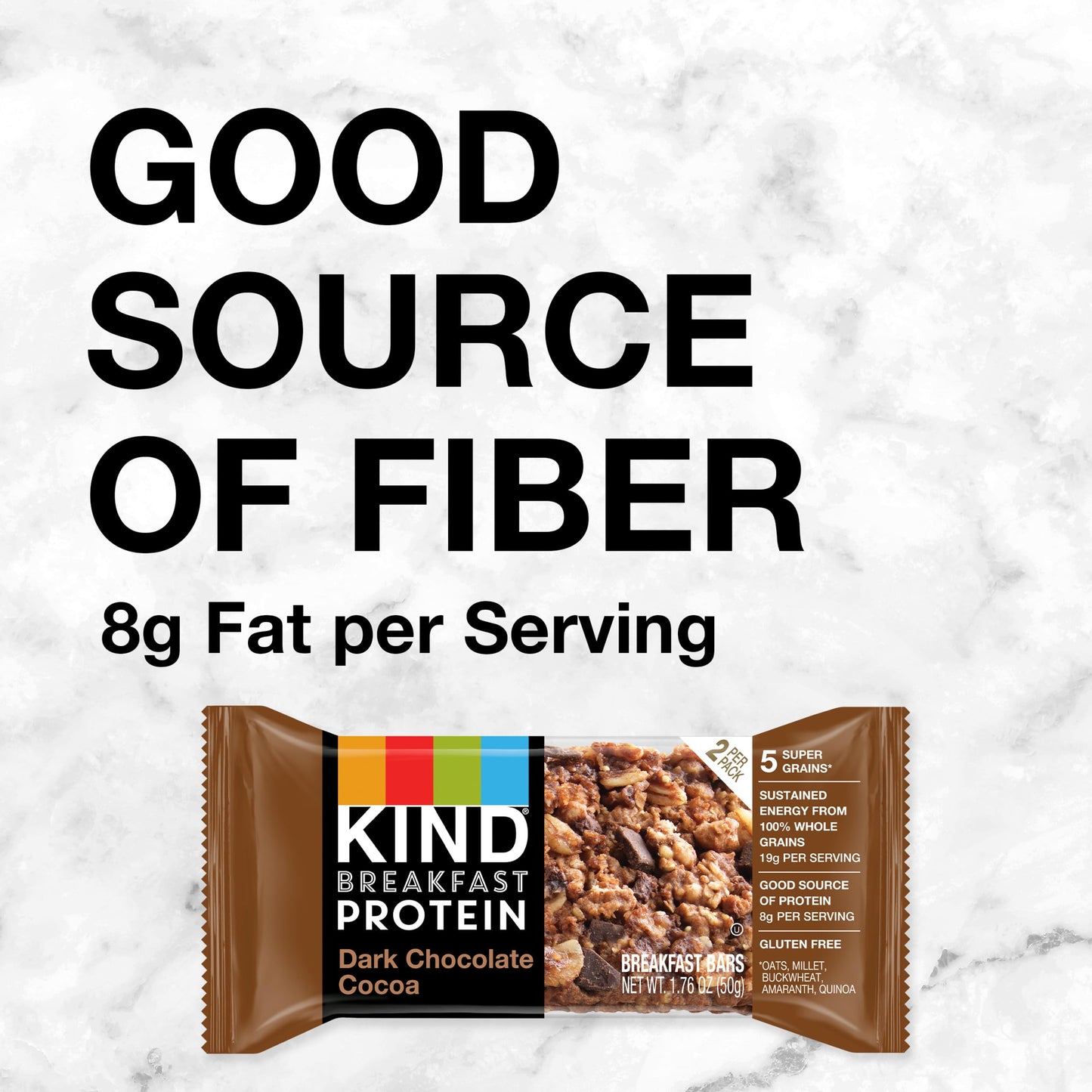 KIND Breakfast, Healthy Snack Bar, Dark Chocolate Cocoa, Gluten Free Breakfast Bars, 8g Protein, 1.76 OZ Packs (6 Count)-UPStoxs