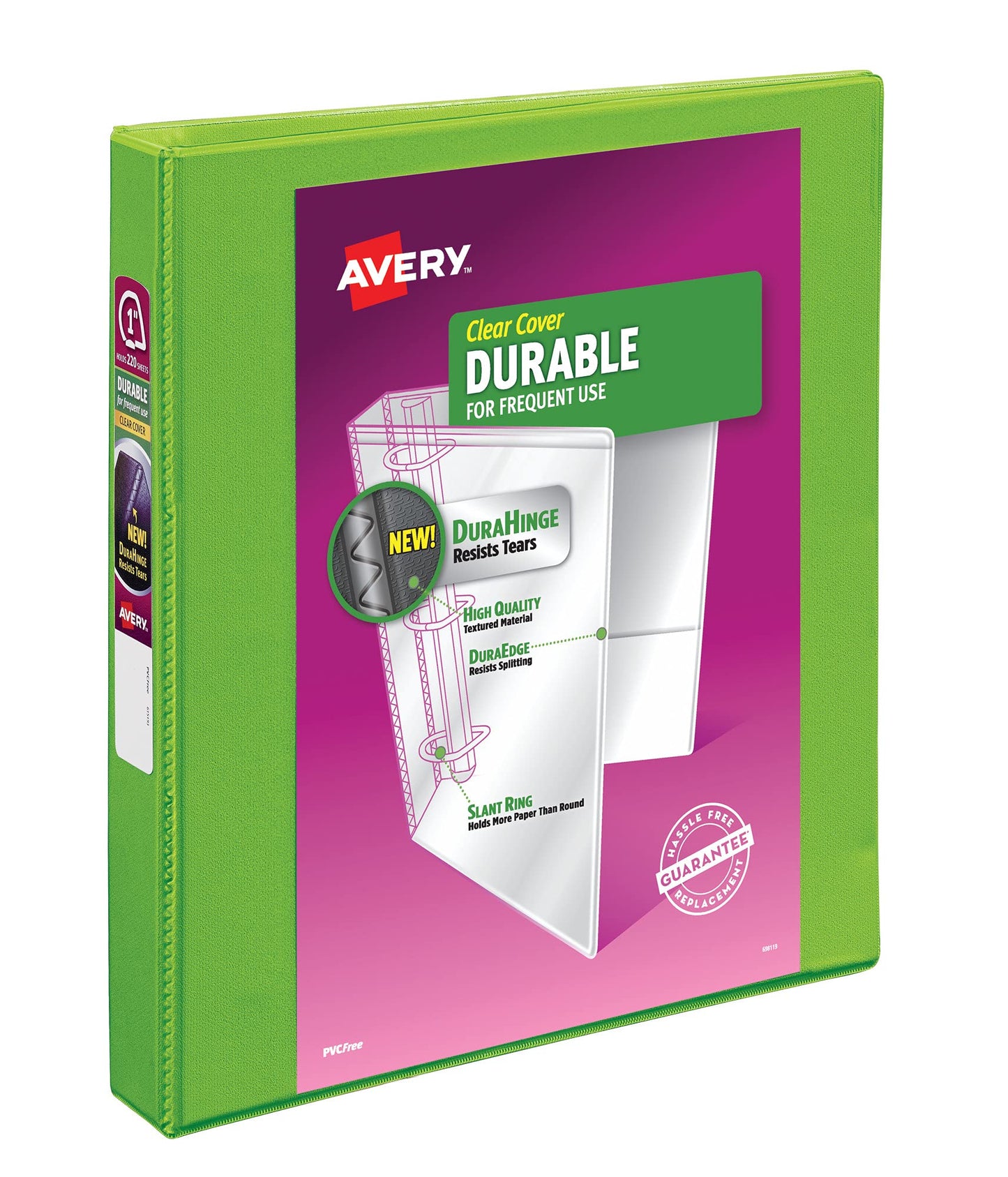 Avery Durable View 3 Ring Binder, 1 Inch Slant Rings, 1 Green Binder (17832)-UPStoxs