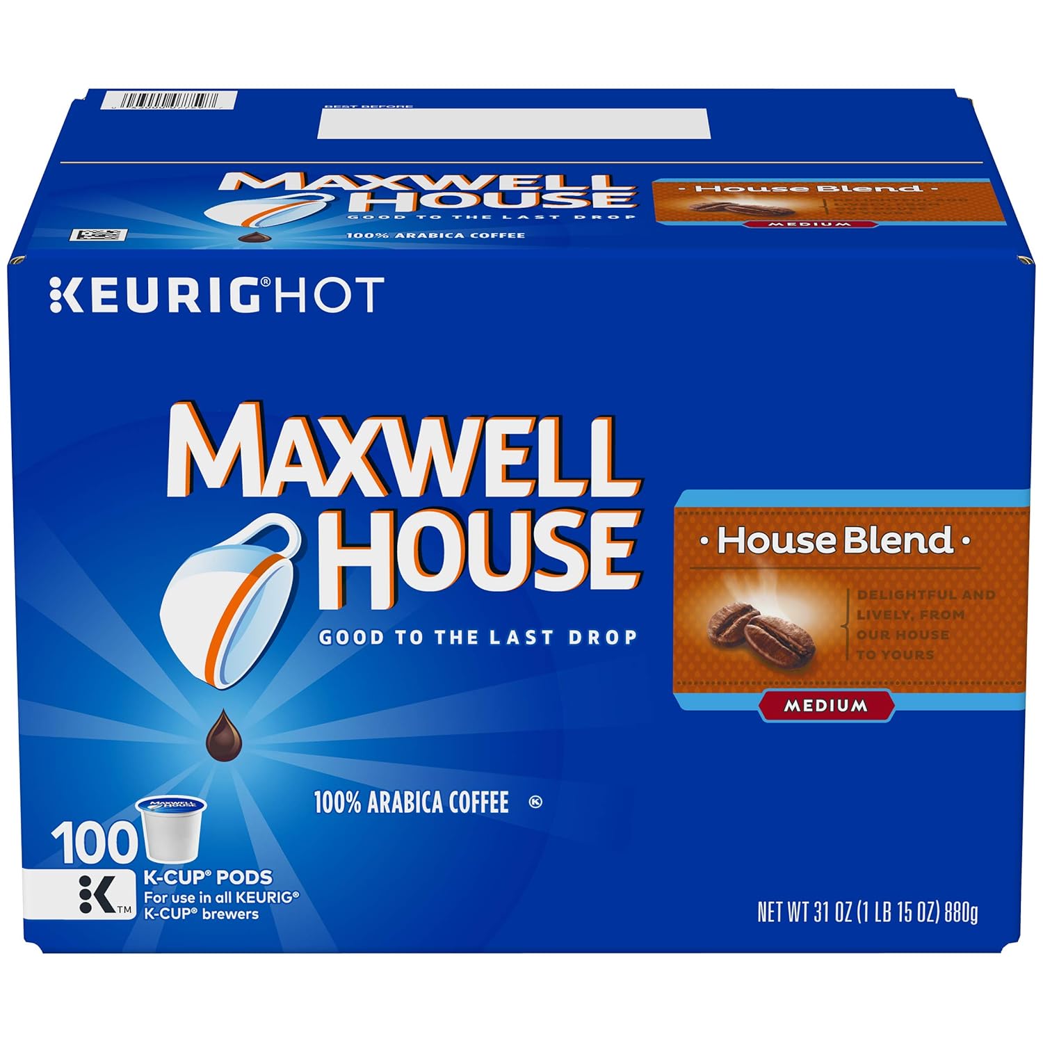 Maxwell House Medium Roast K-Cup Coffee Pods, House Blend, 100 ct.-UPStoxs