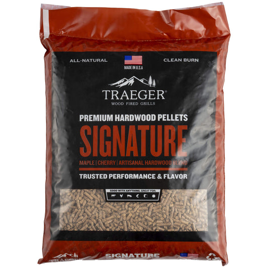 Traeger Grills Signature Blend 100% All-Natural Wood Pellets for Smokers and Pellet Grills, BBQ, Bake, Roast, and Grill, 20 lb. Bag-UPStoxs