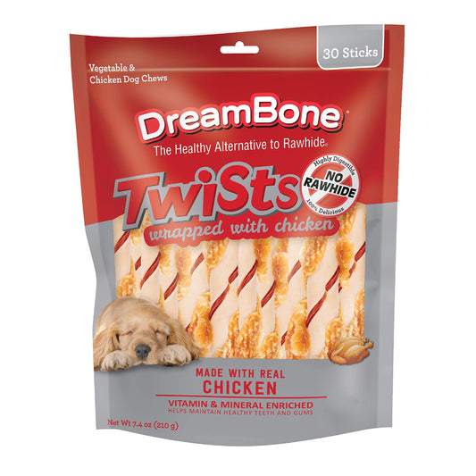 DreamBone Twist Sticks, Made with Real Chicken, 30 count-UPStoxs