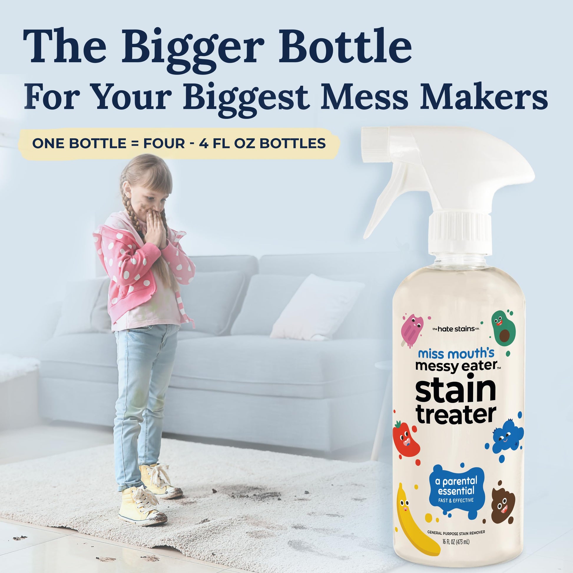 Miss Mouth's Messy Eater Stain Treater Spray - 16oz Stain Remover - Newborn & Baby Essentials - No Dry Cleaning Food, Grease, Coffee Off Laundry, Underwear, Fabric-UPStoxs