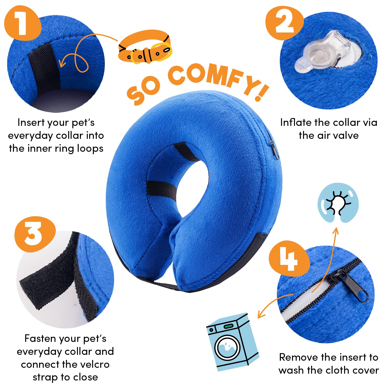 BENCMATE Protective Inflatable Collar for Dogs and Cats - Soft Pet Recovery Collar Does Not Block Vision E-Collar (Large, Blue)-UPStoxs