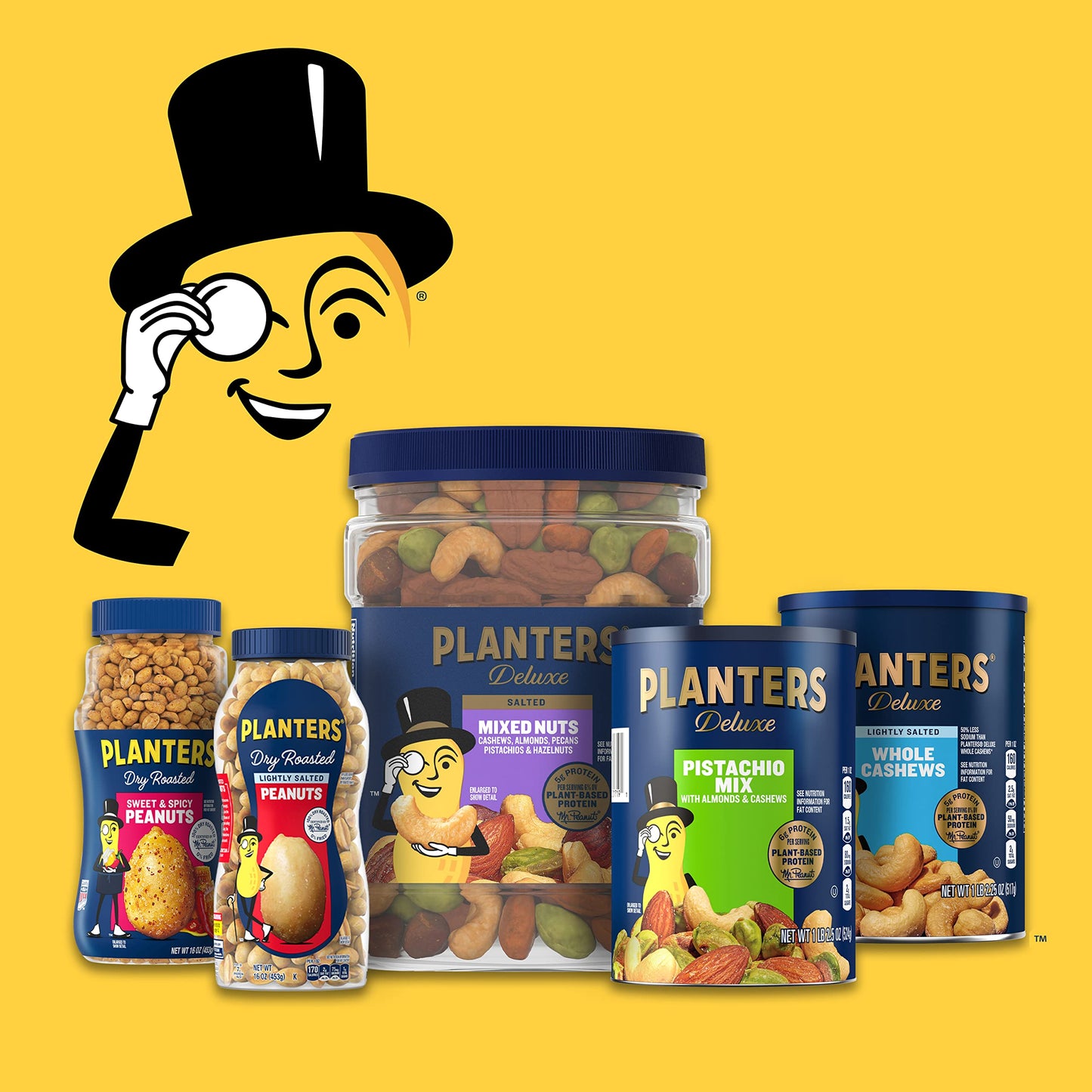 PLANTERS Deluxe Lightly Salted Whole Cashews, Party Snacks, Plant-Based Protein, Quick Snack for Adults, After School Snack, Roasted Cashew, Flavored with Sea Salt, Kosher, 1lb 2.25oz Canister-UPStoxs