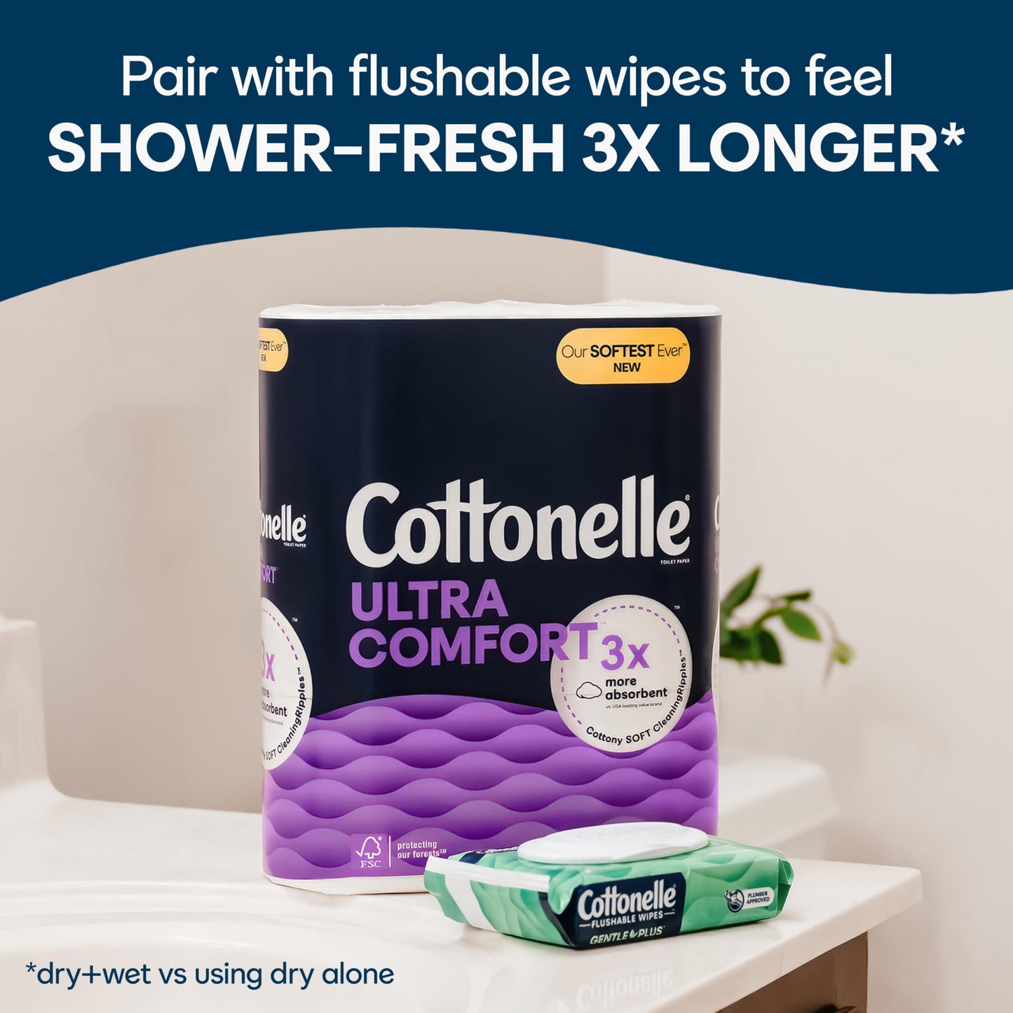 Cottonelle Ultra Comfort Toilet Paper with Cushiony CleaningRipples Texture, 32 Family Mega Rolls (32 Family Mega Rolls = 144 Regular Rolls) (8 Packs of 4), 296 Sheets per Roll, Packaging May Vary-UPStoxs