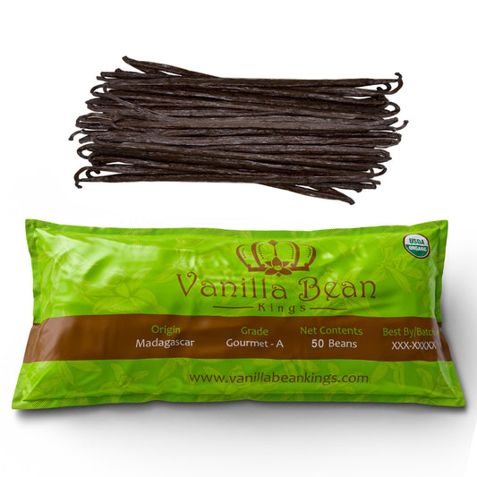 50 Organic Madagascar Vanilla Beans. Whole Grade A Vanilla Pods for Vanilla Extract and Baking-UPStoxs