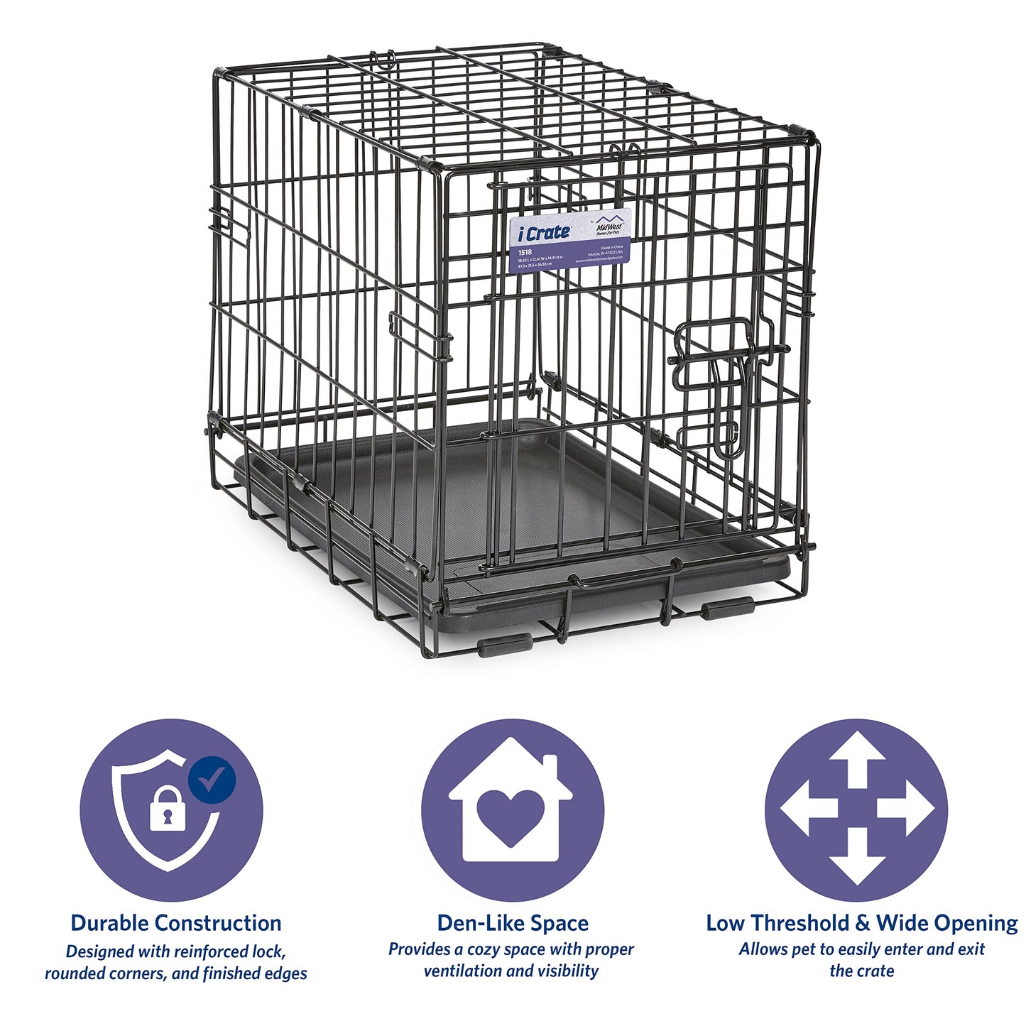 MidWest Homes for Pets Newly Enhanced Single Door iCrate Dog Crate, Includes Leak-Proof Pan, Floor Protecting Feet , Divider Panel & New Patented Features-UPStoxs