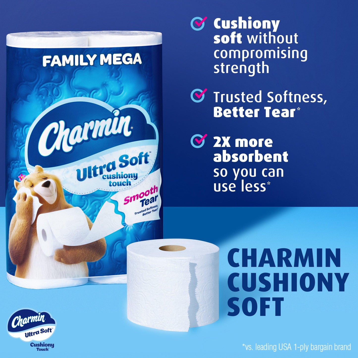 Charmin Toilet Paper Ultra Soft Cushiony Touch, 30 Family Mega Rolls = 153 Regular Rolls-UPStoxs