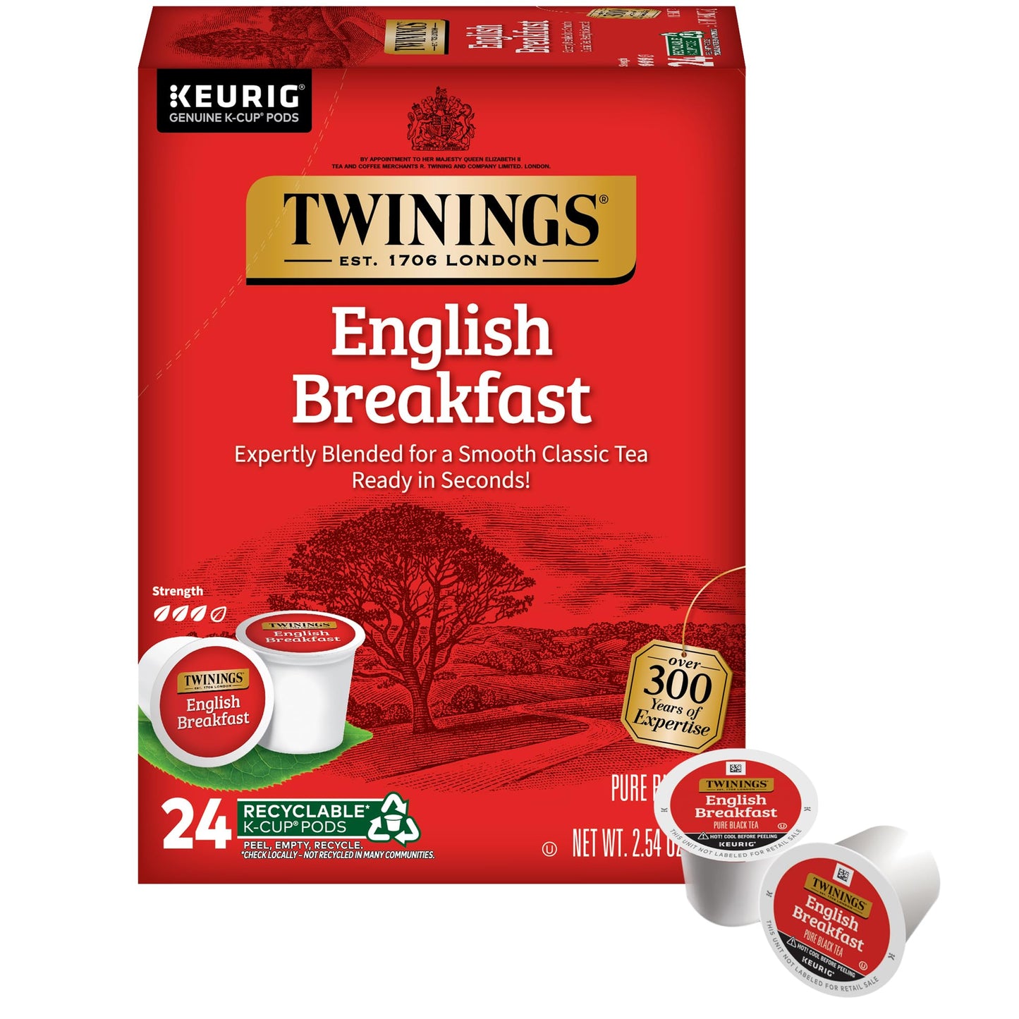 Twinings English Breakfast Black Tea K-Cup Pods for Keurig, 24 Count (Pack of 1), Smooth, Flavourful, Robust, Caffeinated, Enjoy Hot or Iced | Packaging May Vary-UPStoxs