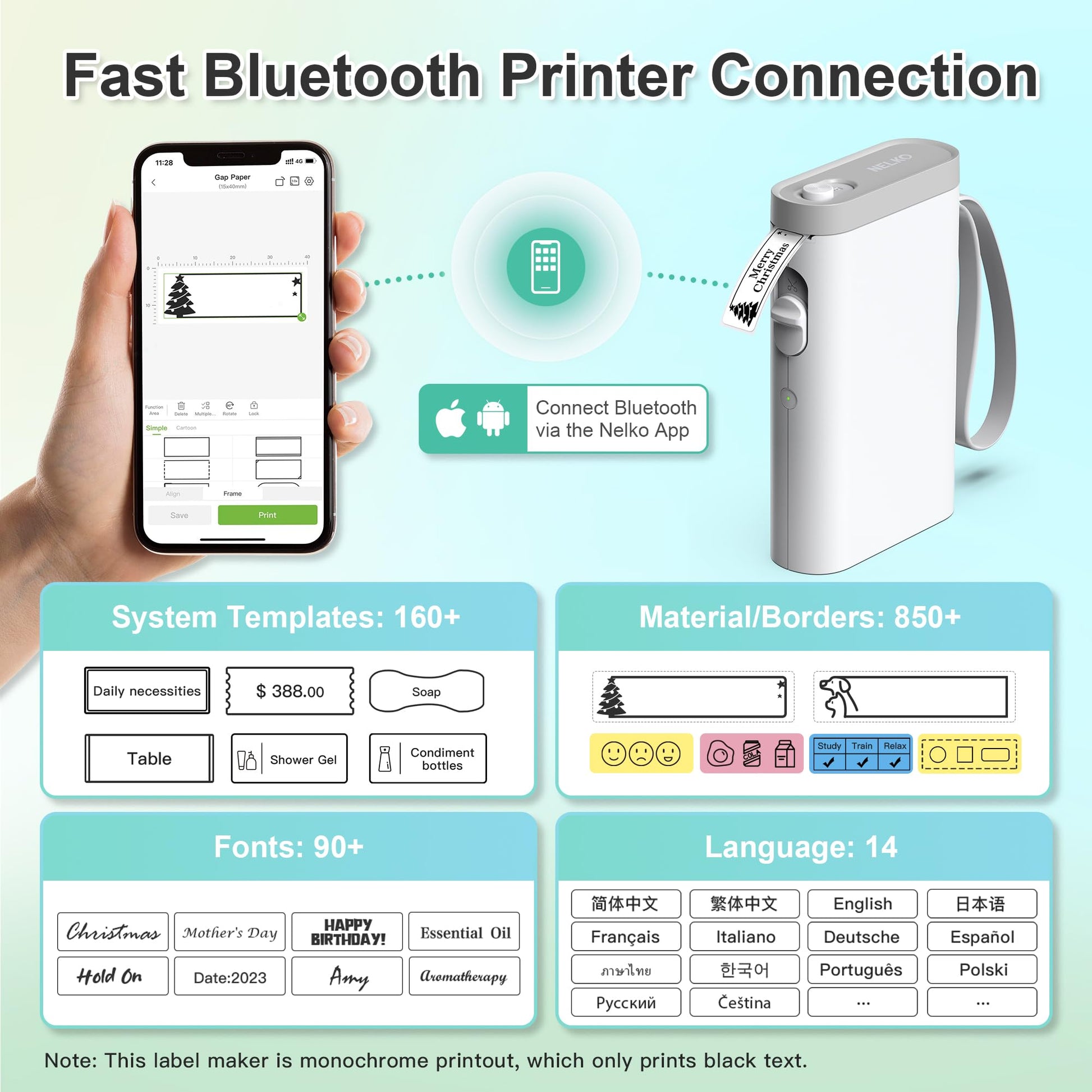 Nelko Label Maker Machine with Tape, P21 Bluetooth Label Printer, Wireless Mini Label Makers with Multiple Templates for Organizing Office Home, White-UPStoxs