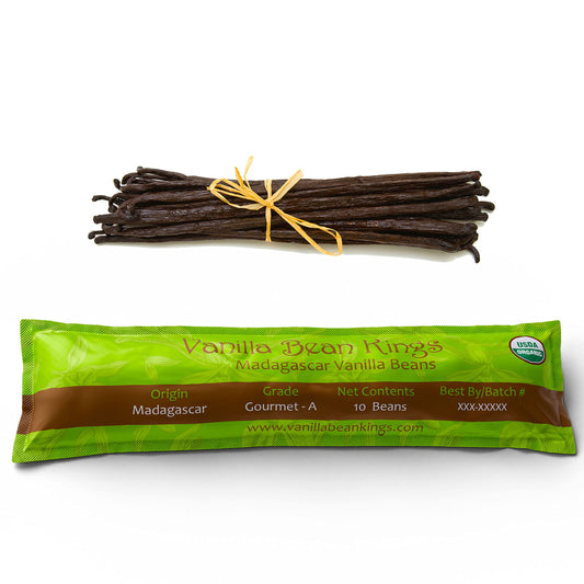 10 Organic Madagascar Vanilla Beans Whole Grade A Vanilla Pods for Vanilla Extract and Baking-UPStoxs