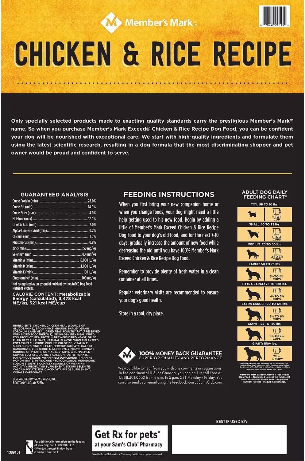 Member's Mark Chicken + Brown Rice Recipe Dry Dog Food, 35 lbs.