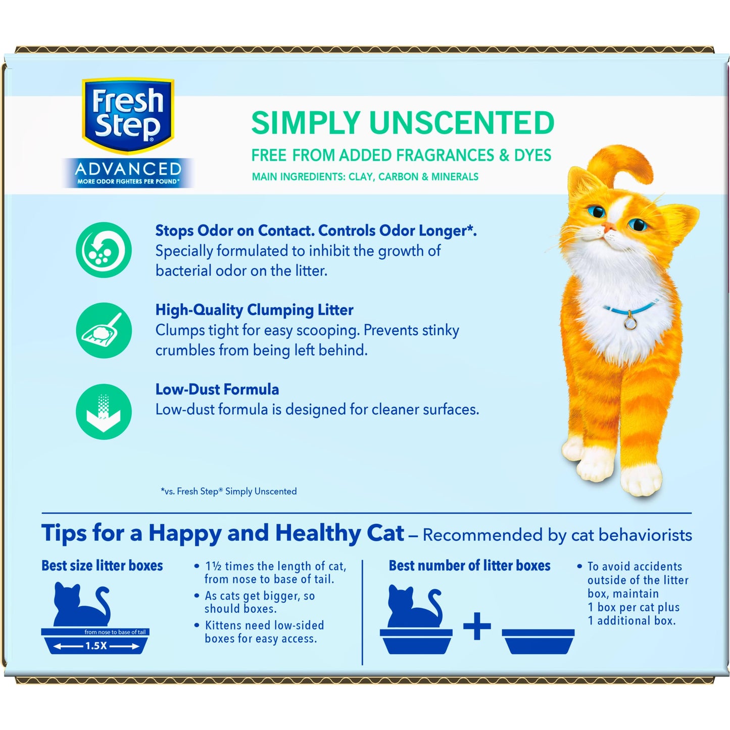 Fresh Step Advanced Unscented Cat Litter, 2 Pack (37.58 lbs/17.04 kg, Extra Large, Low Dust, Clumping, Activated Charcoal)-UPStoxs