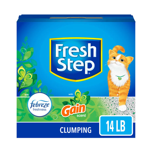 Fresh Step Clumping Cat Litter with Febreze Gain Scent, Activated Charcoal for Odor Control, 14 Pounds-UPStoxs