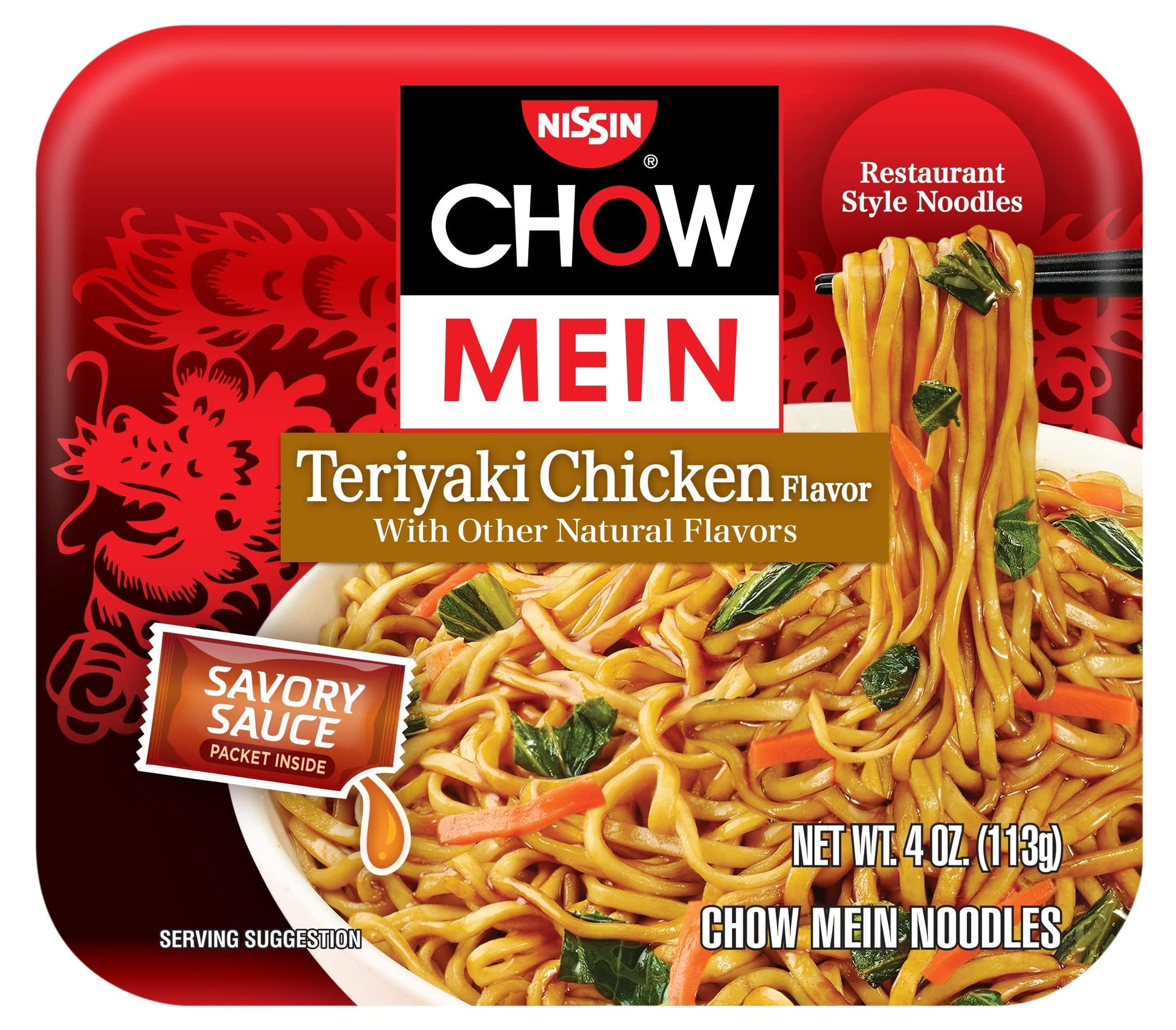 Nissin Chow Mein Teriyaki, Chicken, 4 Ounce (Pack of 8)-UPStoxs