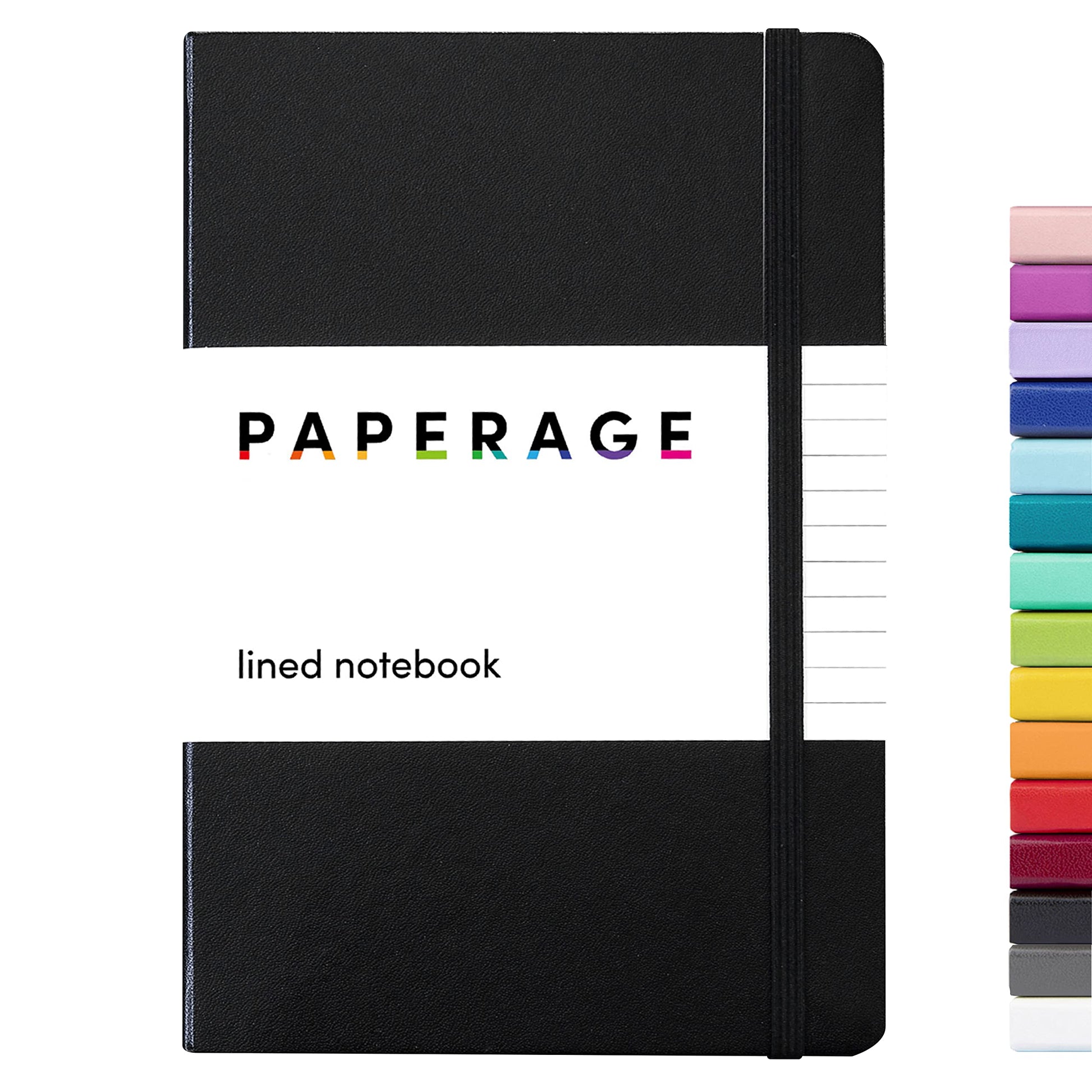 PAPERAGE Lined Journal Notebook, (Black), 160 Pages, Medium 5.7 inches x 8 inches - 100 GSM Thick Paper, Hardcover-UPStoxs