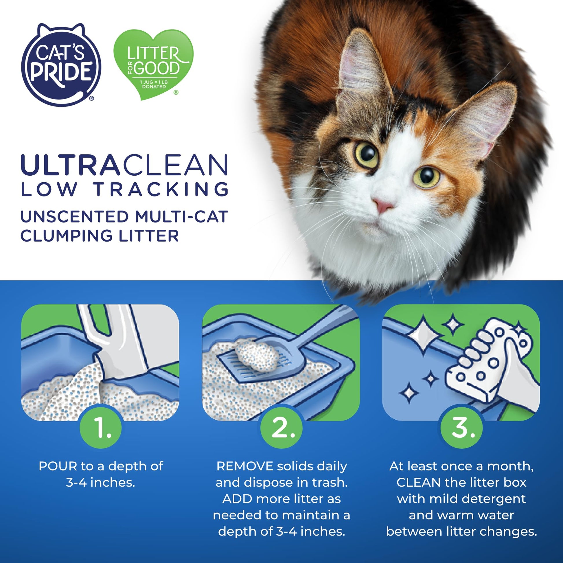 Cat's Pride Max Power: UltraClean Low Tracking Multi-Cat Clumping Litter - Keeps Paws & Home Clean - Up to 10 Days of Powerful Odor Control - 99% Dust Free - Unscented, 15 Pounds-UPStoxs