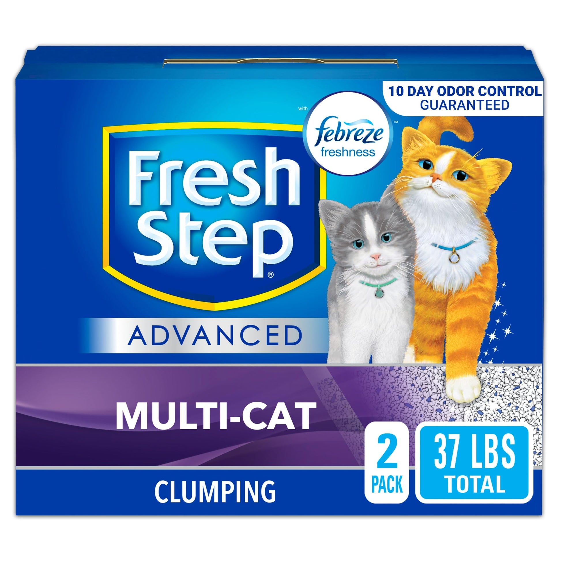 Fresh Step Clumping Cat Litter, Advanced, Multi-Cat Odor Control, Extra Large, 37 Pounds total (2 Pack of 18.5lb Boxes)-UPStoxs