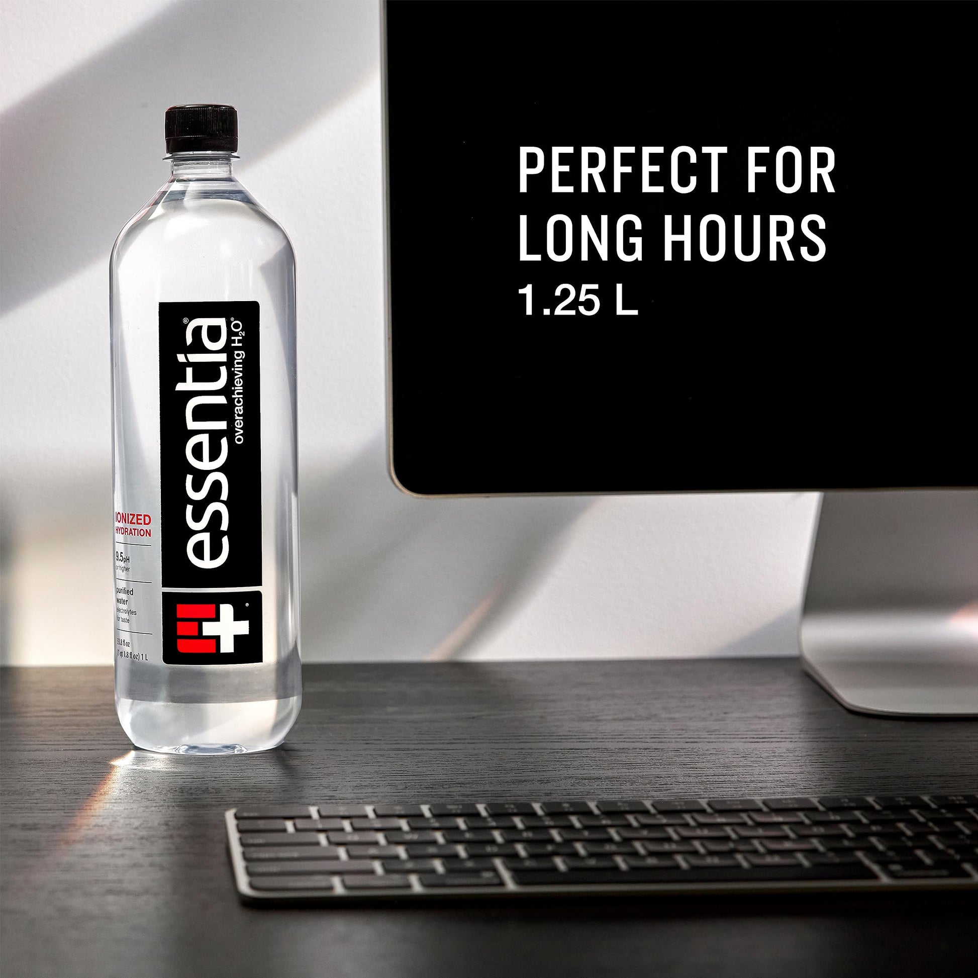 Essentia Water LLC , 99.9% Pure, Infused with Electrolytes for a Smooth Taste, pH 9.5 or Higher; Ionized Alkaline Water, Black, 42.3 Fl Oz (Pack of 12)-UPStoxs