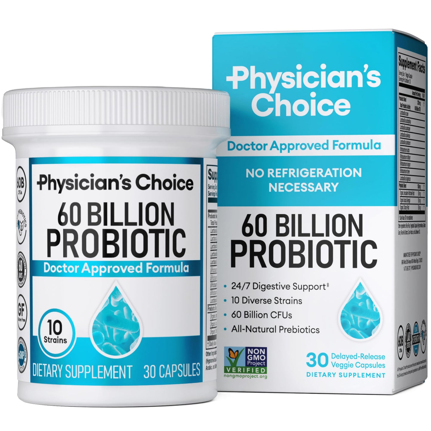 Physician's Choice Probiotics 60 Billion CFU - 10 Strains + Organic Prebiotics - Immune, Digestive & Gut Health - Supports Occasional Constipation, Diarrhea, Gas & Bloating - for Women & Men - 30ct-UPStoxs