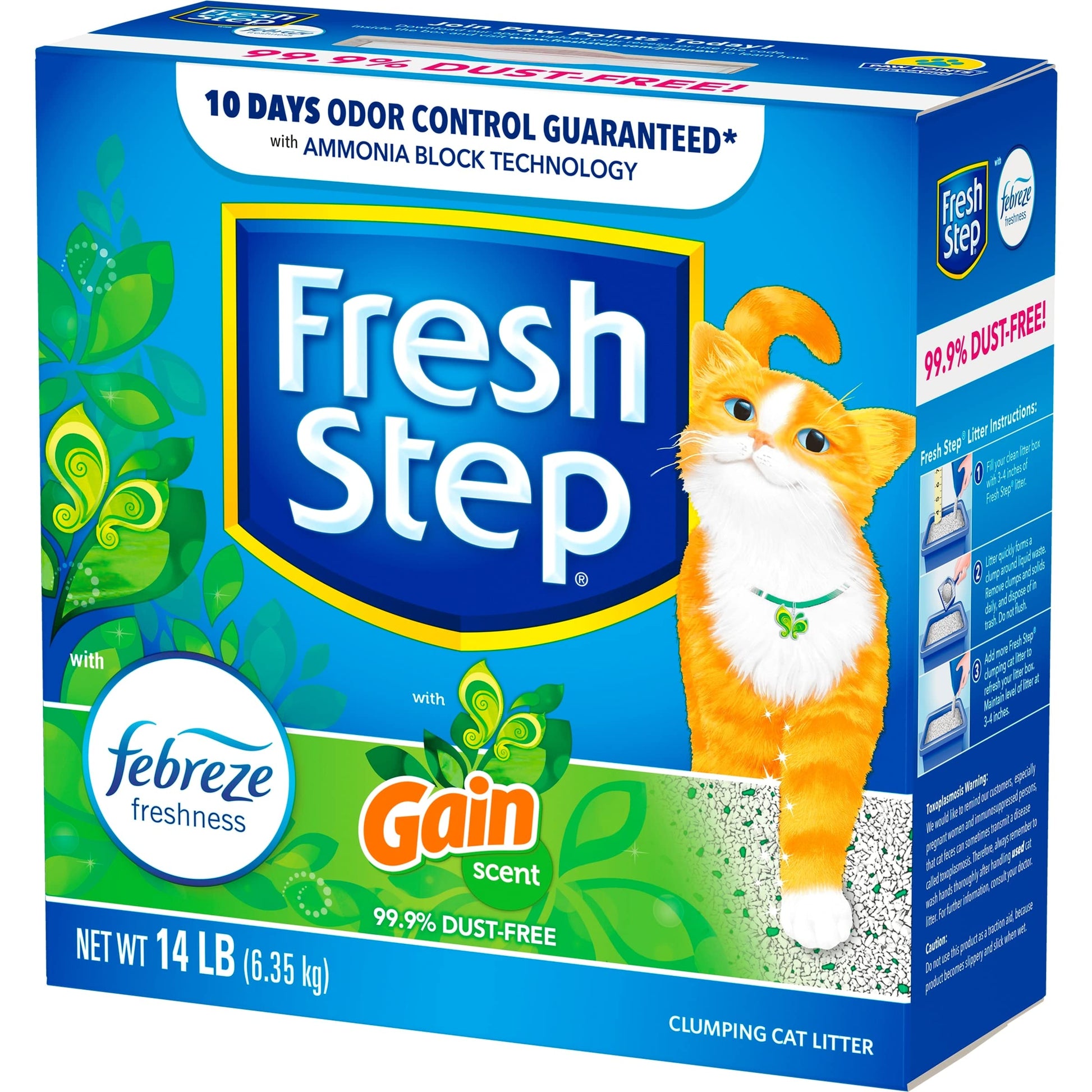 Fresh Step Clumping Cat Litter with Febreze Gain Scent, Activated Charcoal for Odor Control, 14 Pounds-UPStoxs