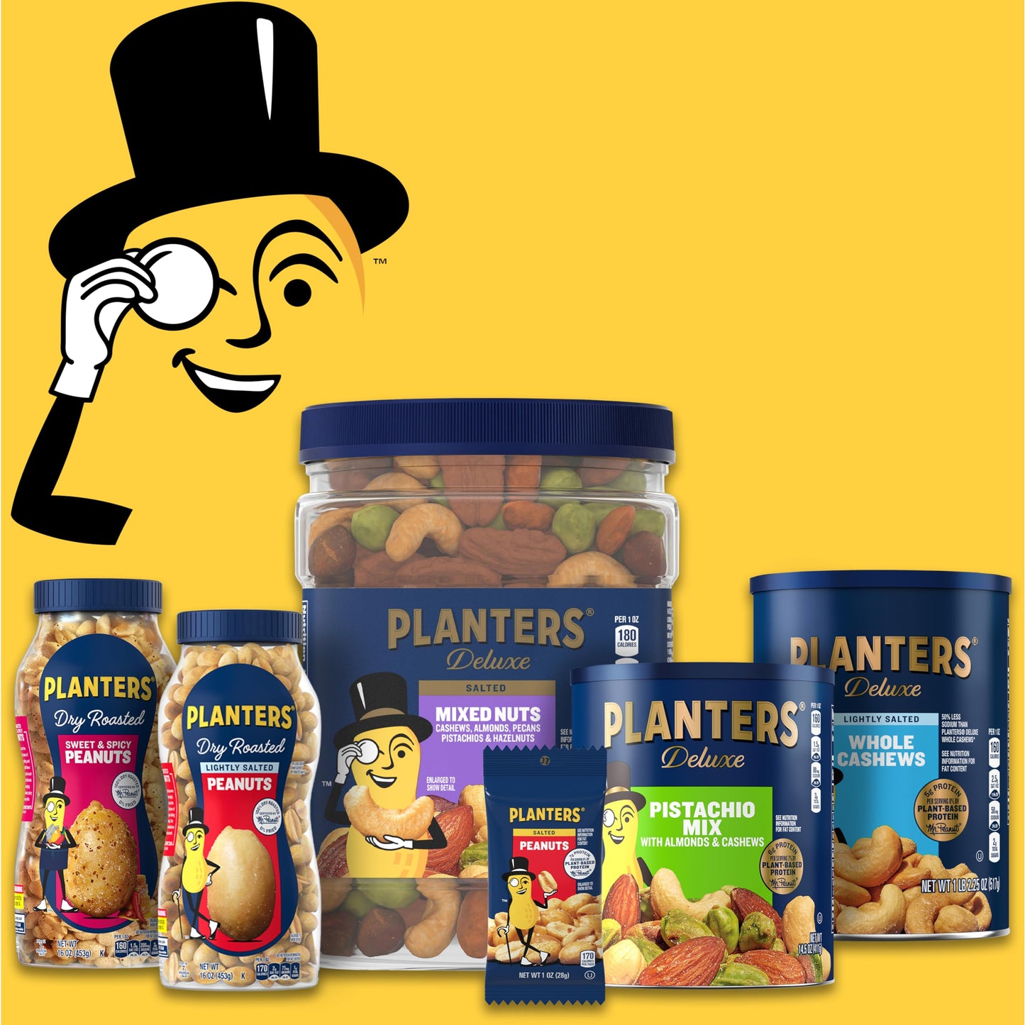 PLANTERS Deluxe Salted Whole Cashews, Party Snacks, Plant-Based Protein, Quick Snack for Adults, After School Snack, Roasted Cashew Flavored with Sea Salt, Kosher, 33oz Container-UPStoxs