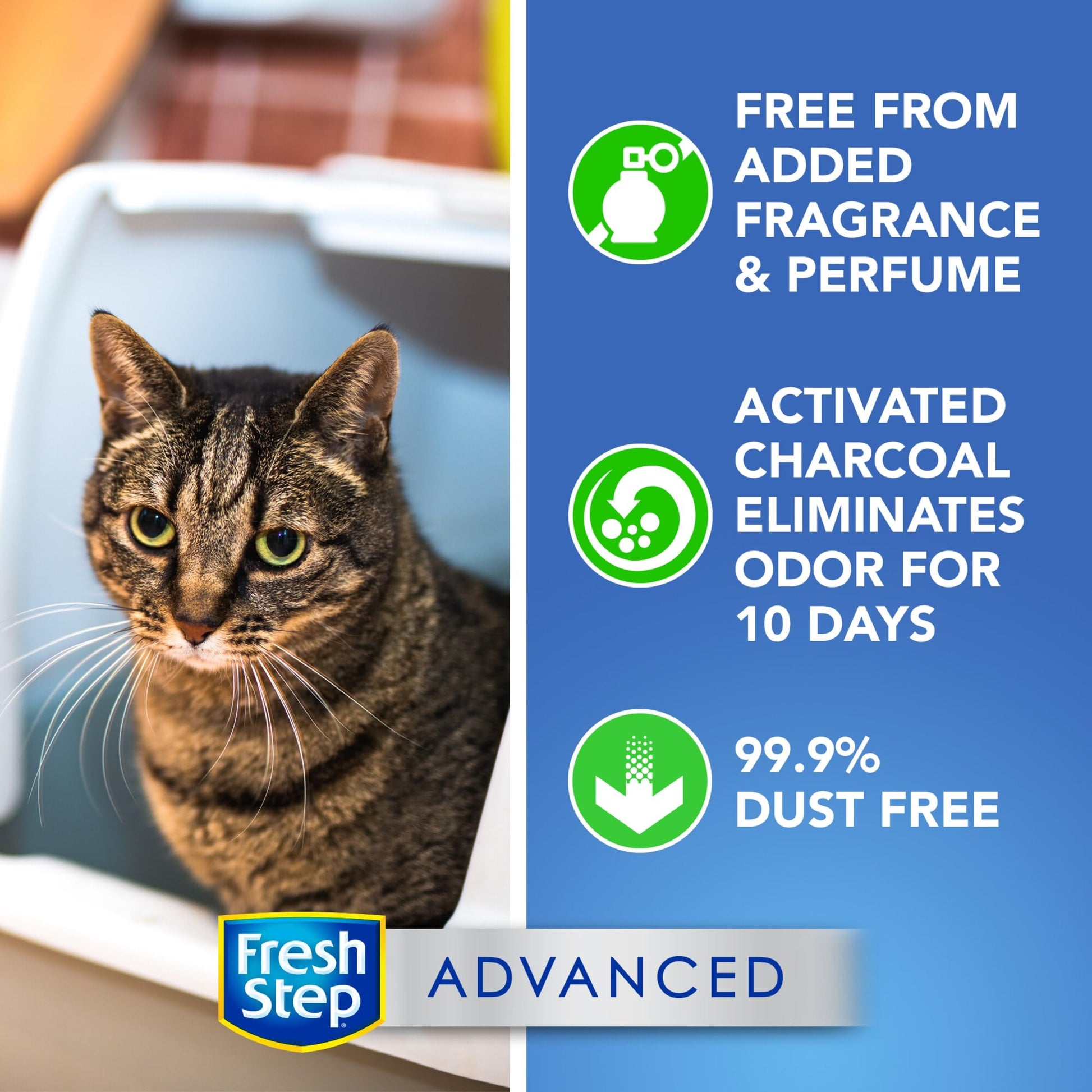 Fresh Step Advanced Unscented Cat Litter, 2 Pack (37.58 lbs/17.04 kg, Extra Large, Low Dust, Clumping, Activated Charcoal)-UPStoxs