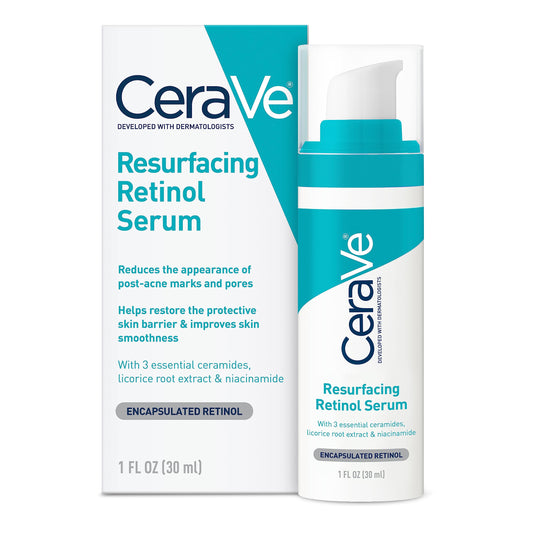 CeraVe Retinol Serum for Post-Acne Marks and Skin Texture | Pore Refining, Resurfacing, Brightening Facial Serum with Retinol and Niacinamide | Fragrance Free, Paraben Free & Non-Comedogenic| 1 Oz-UPStoxs