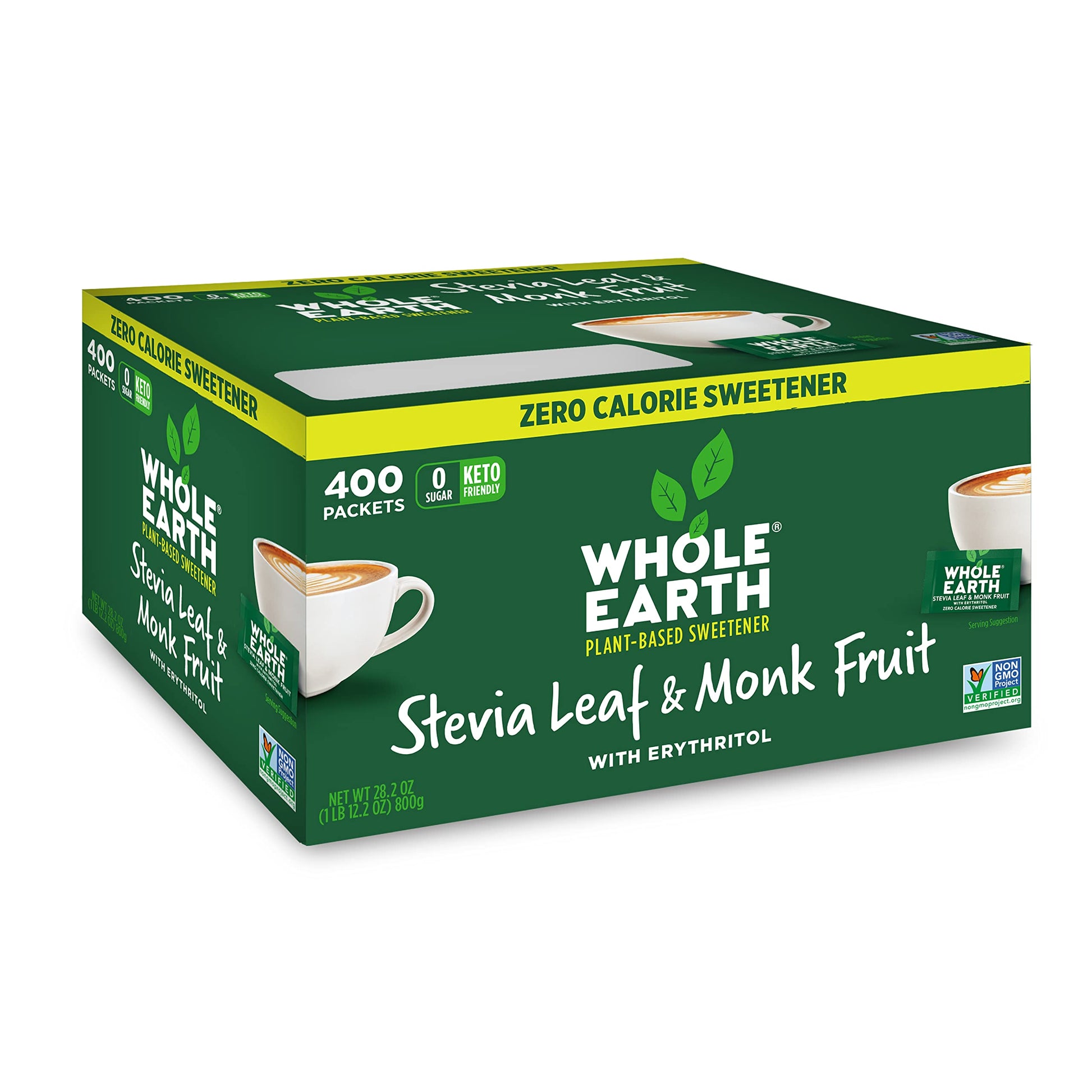 Whole Earth Sweetener Co. Stevia & Monk Fruit Sweetener, Erythritol Sweetener, Stevia Packets, Sugar Substitute, Natural Sweetener, 400 Count-UPStoxs