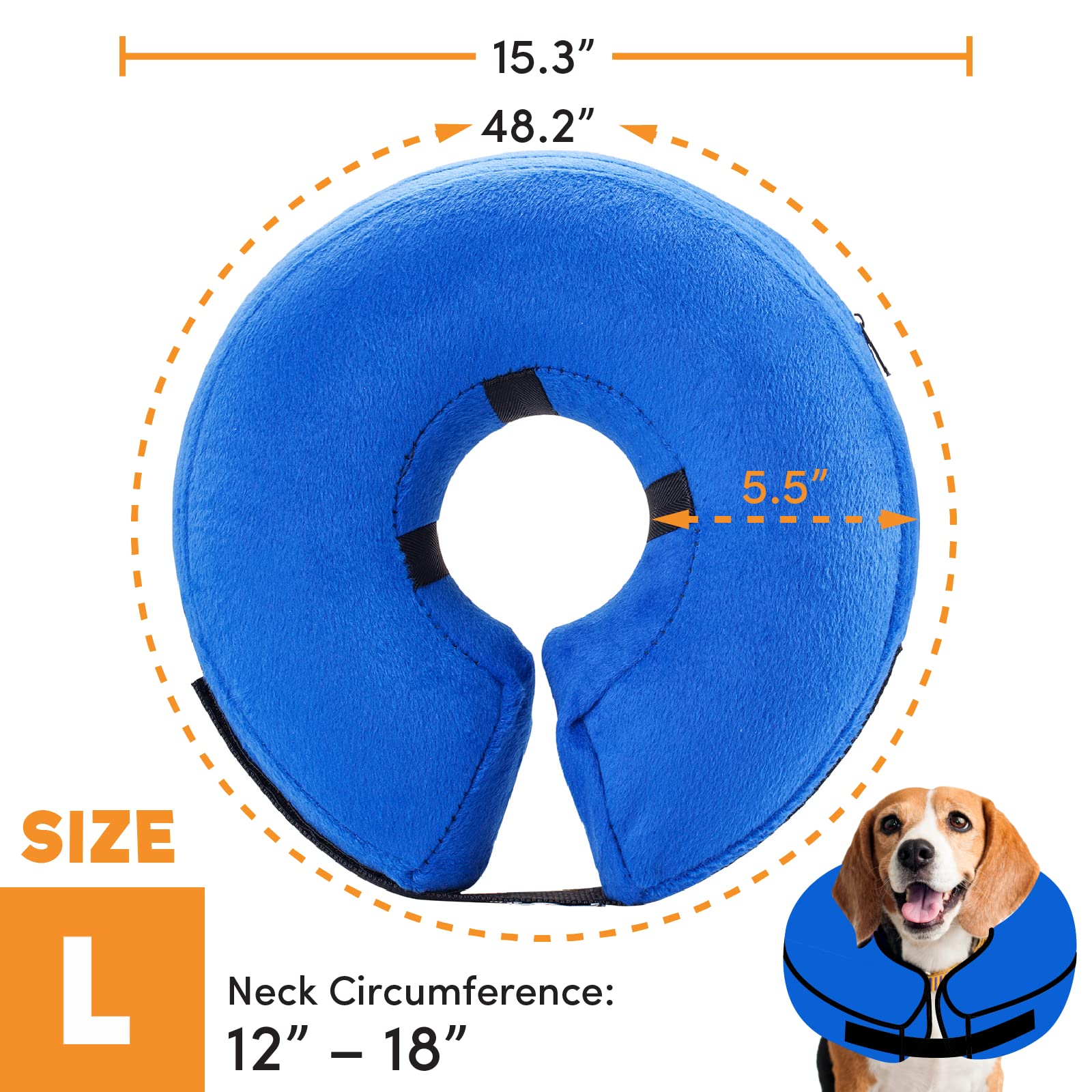 BENCMATE Protective Inflatable Collar for Dogs and Cats - Soft Pet Recovery Collar Does Not Block Vision E-Collar (Large, Blue)-UPStoxs