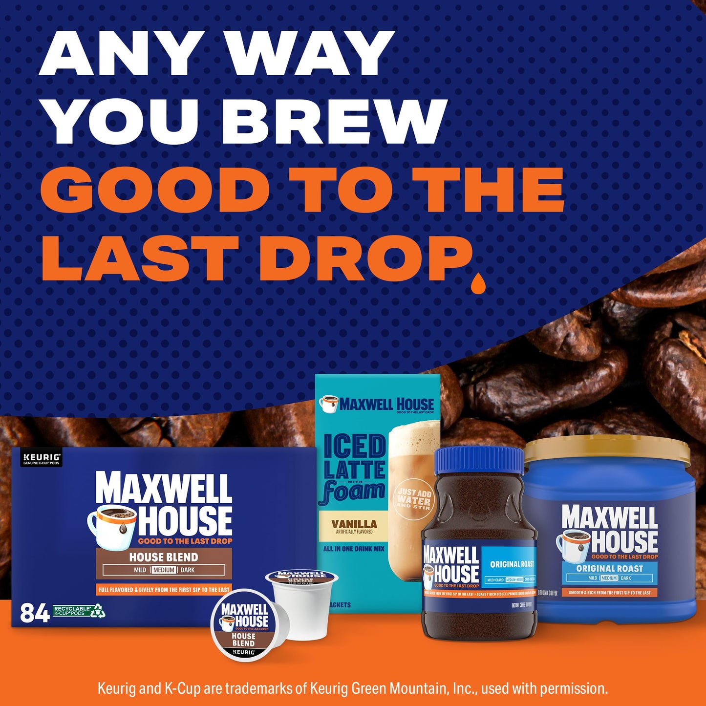 Maxwell House House Blend Medium Roast K-Cup Coffee Pods (84 ct Box)-UPStoxs