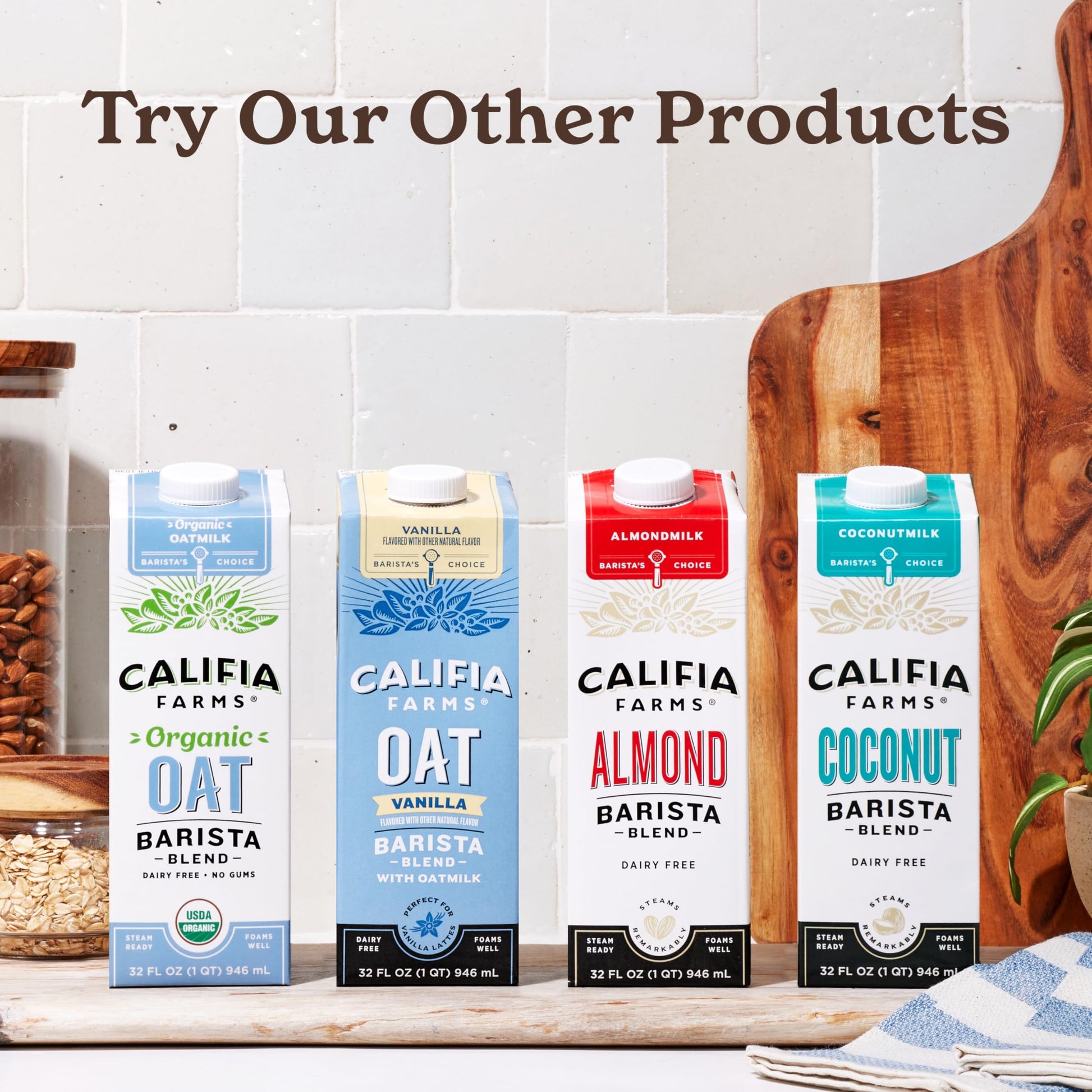 Califia Farms - Oat Barista Blend Oat Milk, 32 Oz (Pack of 6), Shelf Stable, Dairy Free, Plant Based, Vegan, Gluten Free, Non GMO, High Calcium, Milk Frother, Creamer, Oatmilk-UPStoxs