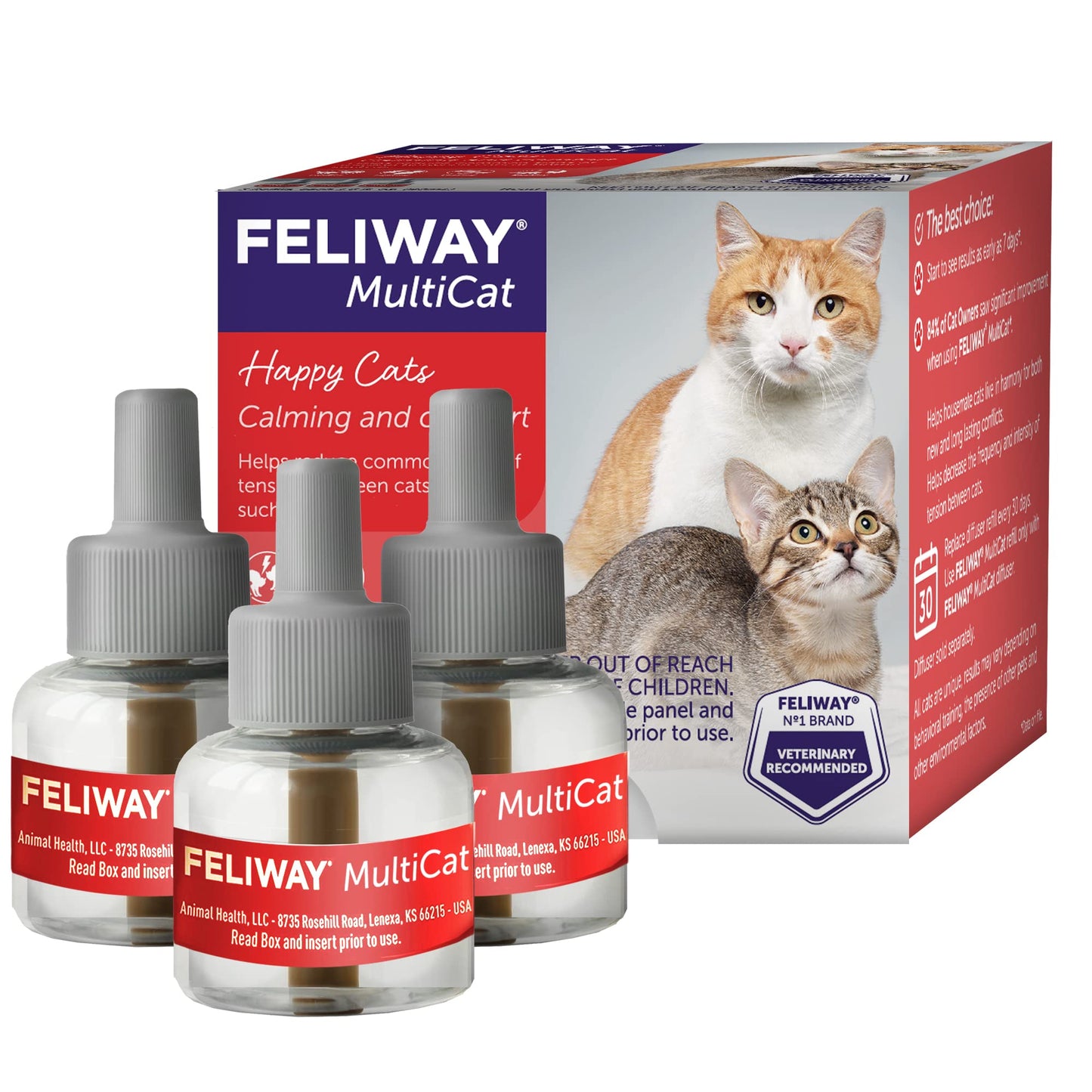 FELIWAY MultiCat Calming Pheromone, 30 Day Refill - 3 Pack-UPStoxs