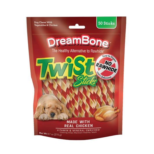 DreamBone Twist Sticks, Made With Real Chicken, Rawhide-Free Chews for Dogs, 50 Count-UPStoxs