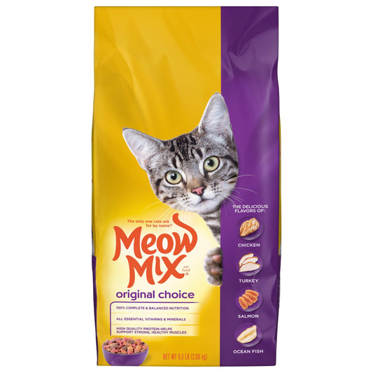 Meow Mix Original Choice Dry Cat Food, 6.3 Pound, Complete & Balanced Nutrition-UPStoxs