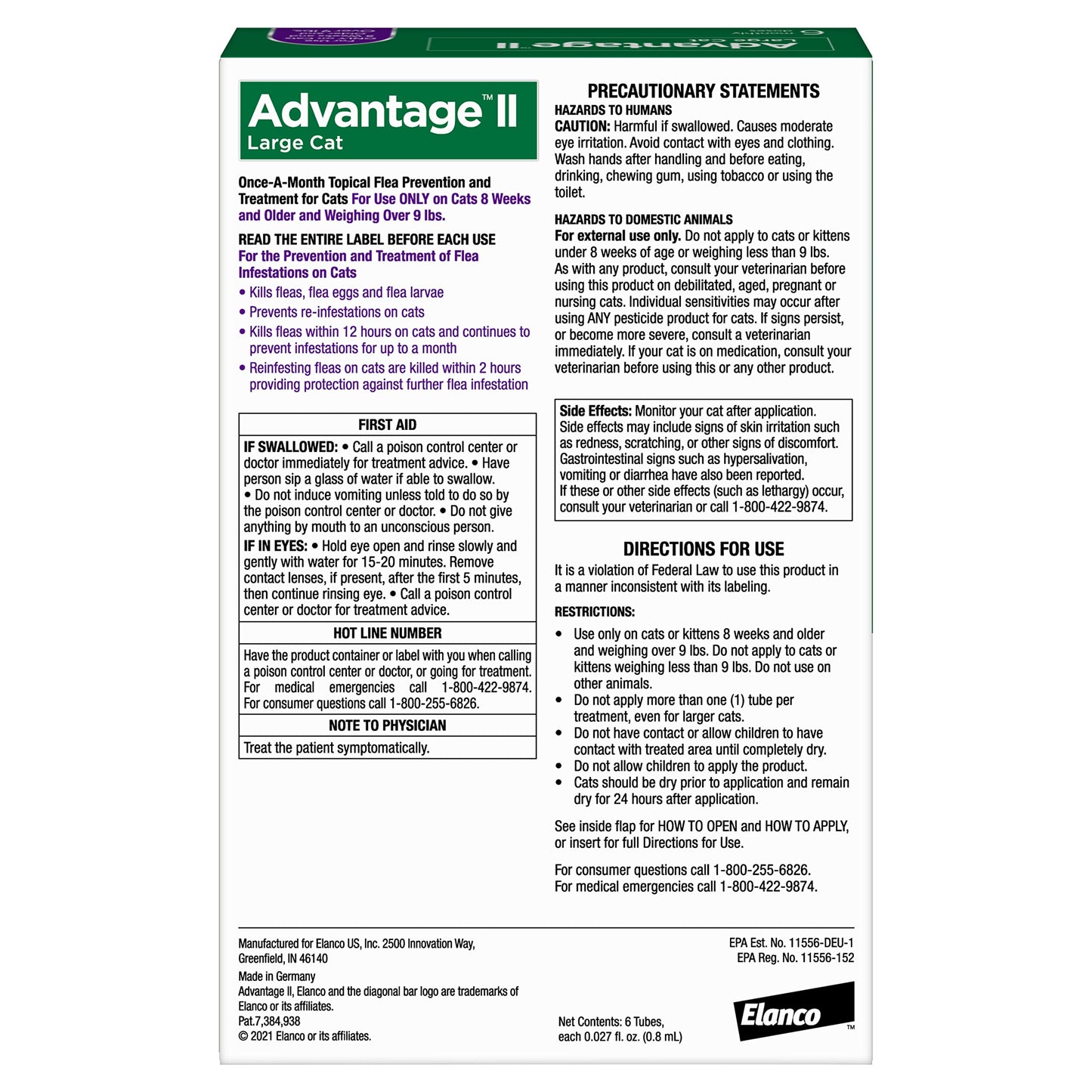 Advantage II Large Cat Vet-Recommended Flea Treatment & Prevention | Cats Over 9 lbs. | 6-Month Supply-UPStoxs