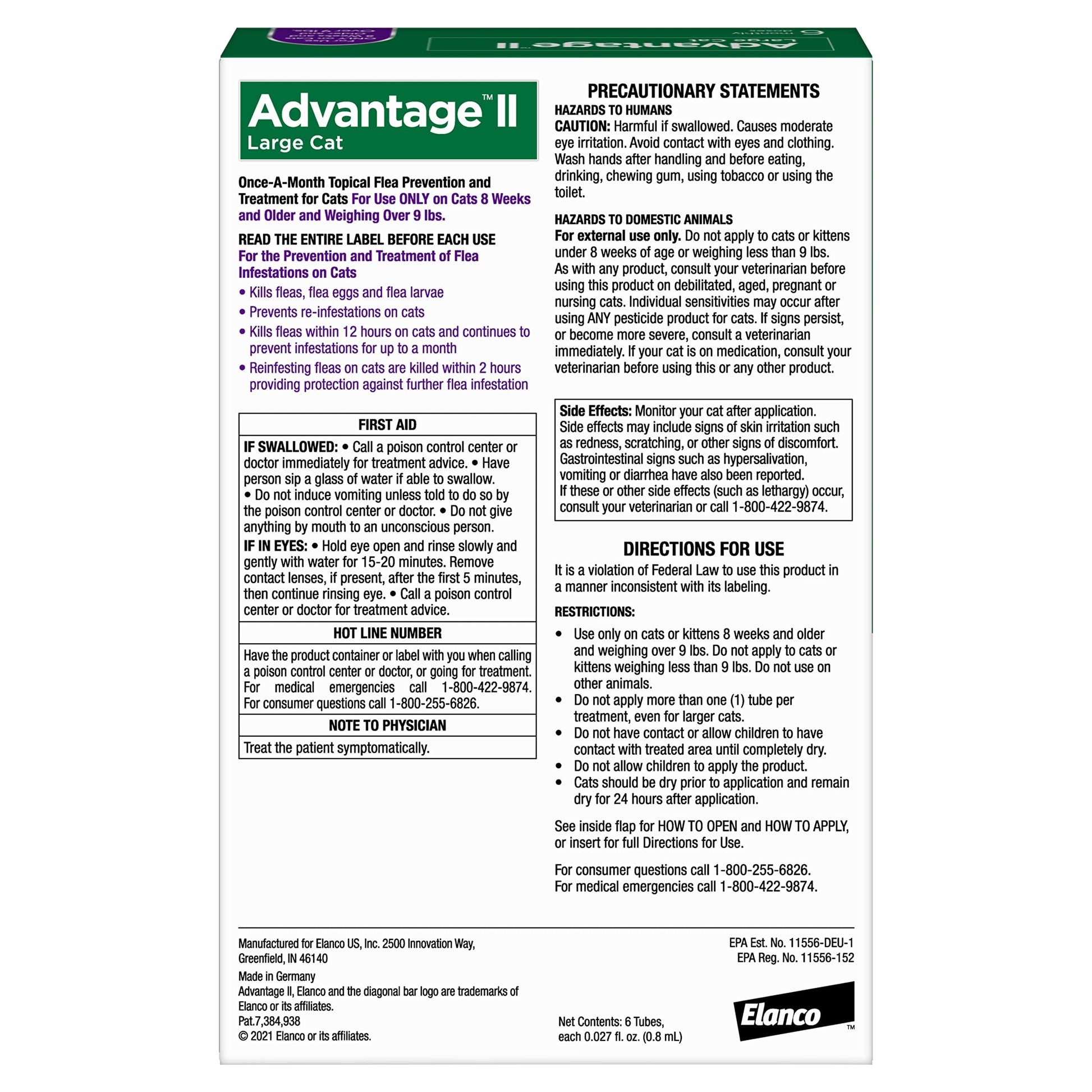 Advantage II Large Cat Vet-Recommended Flea Treatment & Prevention | Cats Over 9 lbs. | 6-Month Supply-UPStoxs