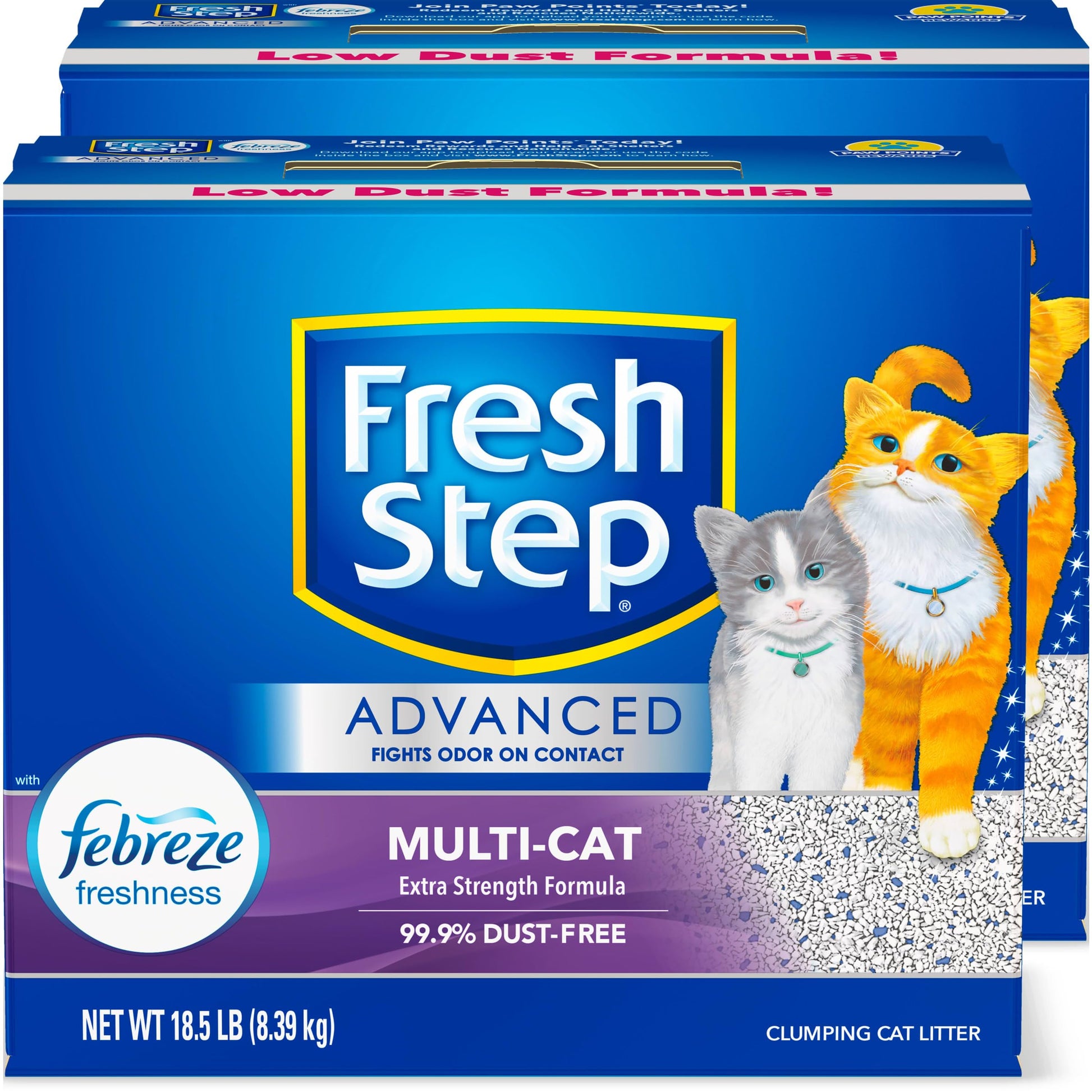 Fresh Step Clumping Cat Litter, Advanced, Multi-Cat Odor Control, Extra Large, 37 Pounds total (2 Pack of 18.5lb Boxes)-UPStoxs