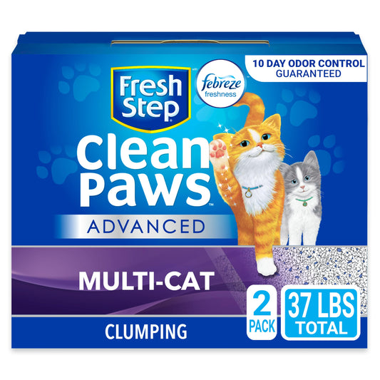 Fresh Step Clumping Cat Litter, Advanced, Clean Paws Multi-Cat, Extra Large, 37 Pounds total (2 Pack of 18.5lb Boxes)-UPStoxs