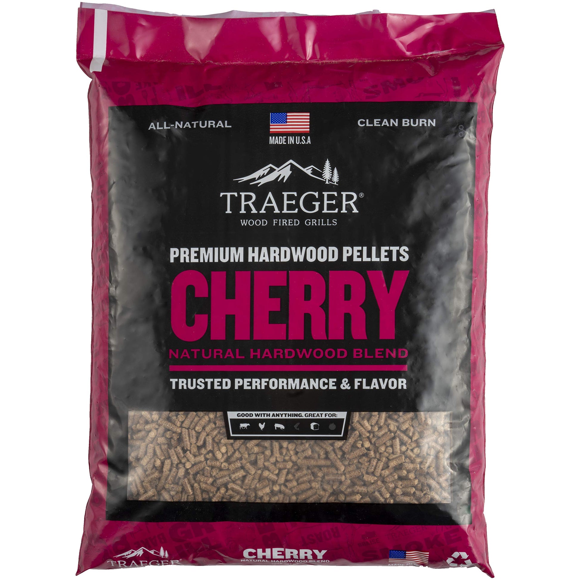 Traeger Grills Cherry 100% All-Natural Wood Pellets for Smokers and Pellet Grills, BBQ, Bake, Roast, and Grill, 20 lb. Bag-UPStoxs